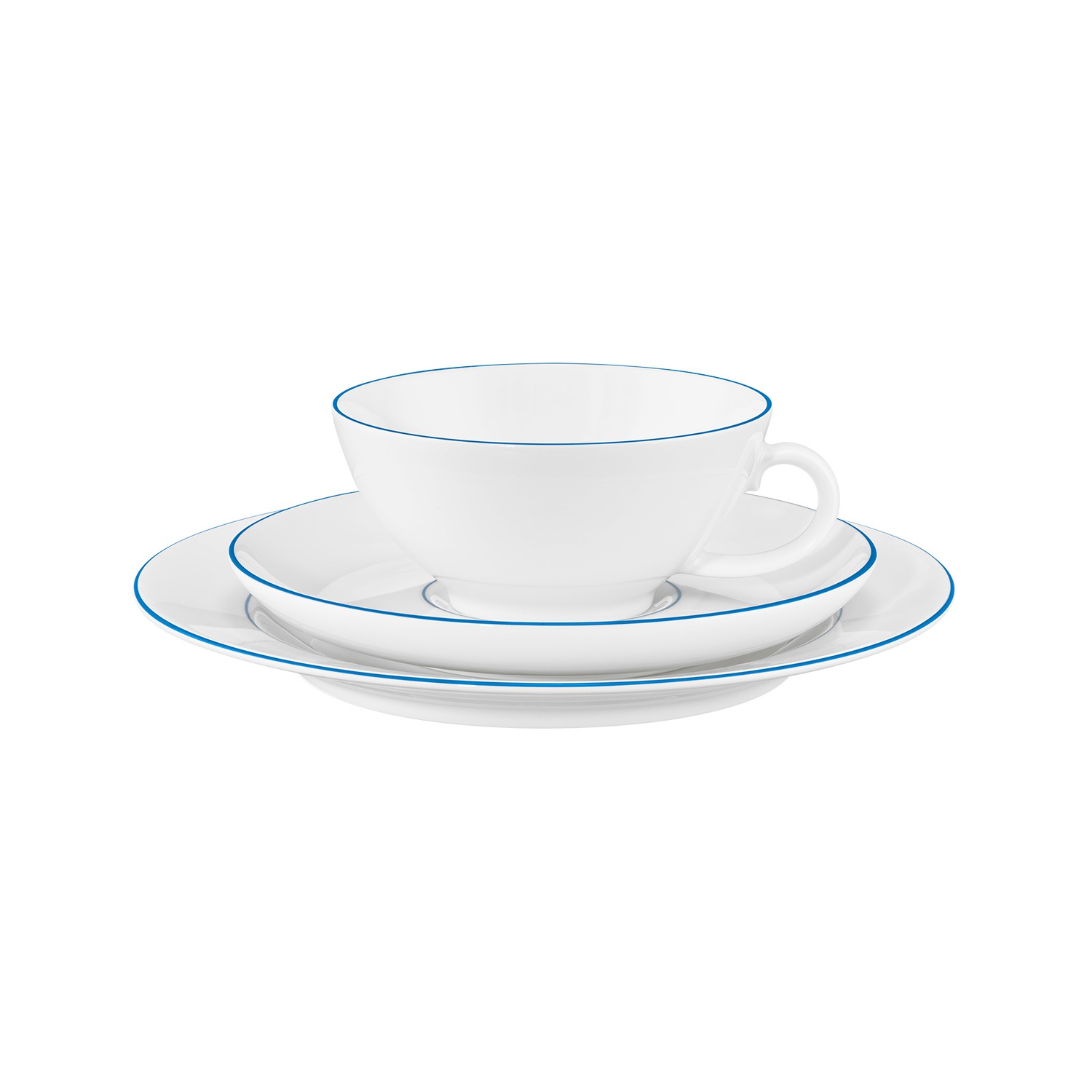 Thumbnail - Seltmann Weiden Teeservice "Teeservice 18-teilig Sonate Blue Lines, Teetassen, Untertassen, Teller" Teetassen, Untertass...