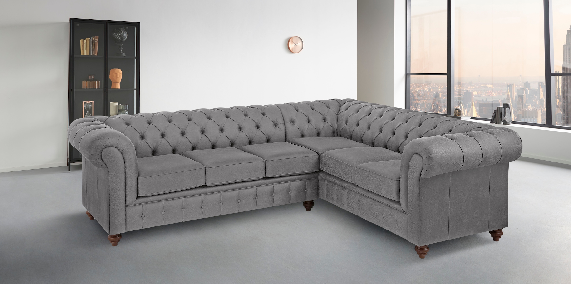 Home affaire Chesterfield-Sofa »Chesterfield Ecksofa, auch in Leder L-Form«, hochwertige Knopfheftung, langer Schenkel links oder rechts wählbar