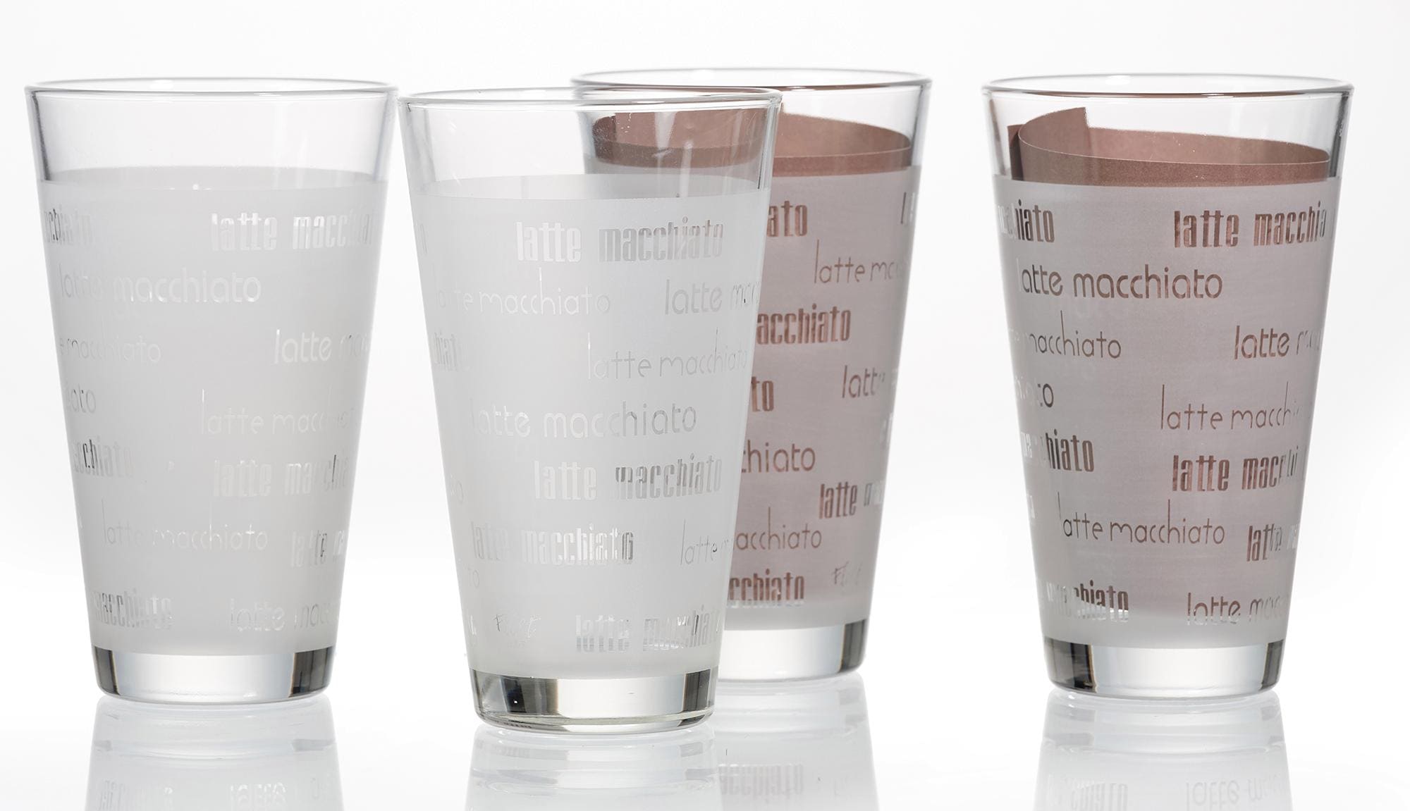 Ritzenhoff & Breker Latte-Macchiato-Glas "Chicco" Schrift-Dekor, 4-teilig