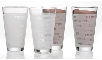 Latte-Macchiato-Glas »Chicco«, (Set, 4 tlg., (4 Becher), Schrift-Dekor, 4-teilig