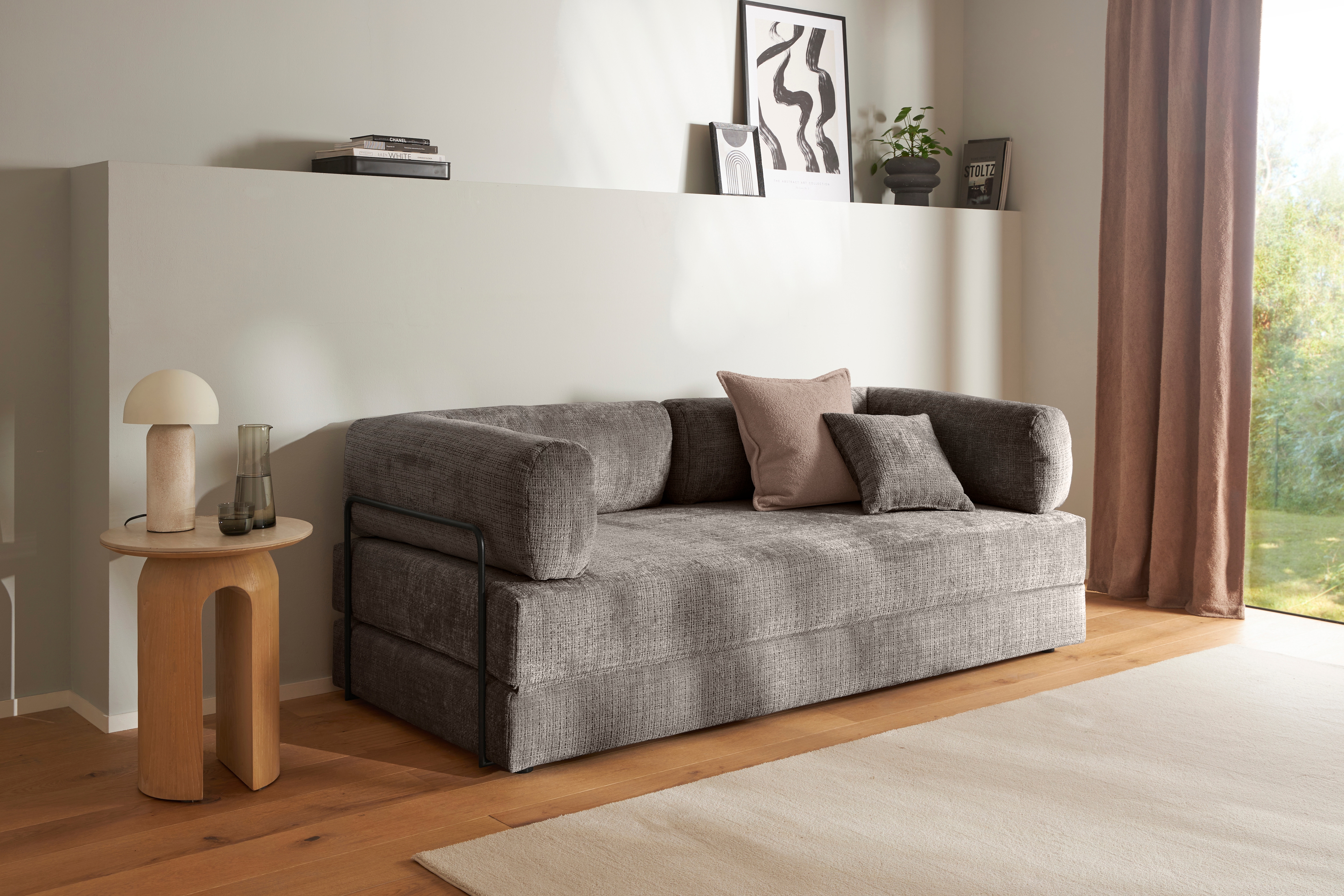 homsy by Ana Johnson Schlafsofa "Folda Dauerschläfer, B: 206 cm, Liegefl. 181x198 cm" mit Bett-/Schlaffunktion, inkl. 1x Zierkissen, Tonnentaschenfederkern