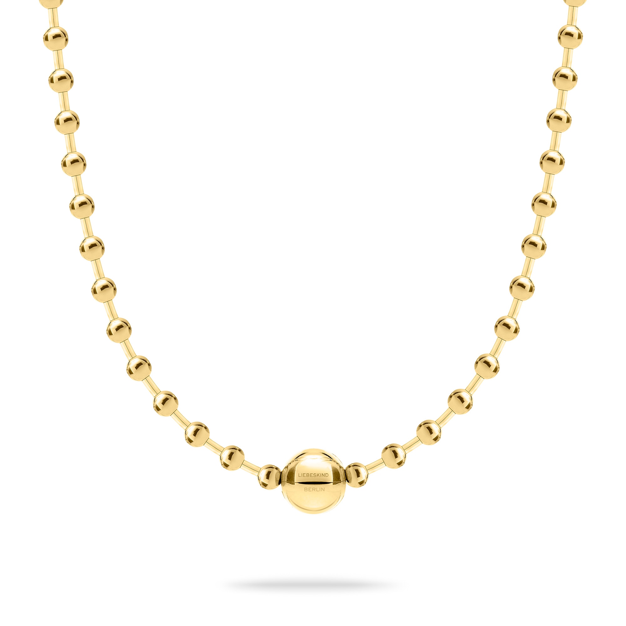 Damen Edelstahlkette "Schmuck Geschenk Halskette Steel Ball", Edelstahl, L: 42 B: 10mmgelbgoldfarben, LIEBESKIND BERLIN, Edelstahl, B:10mm, Halsketten