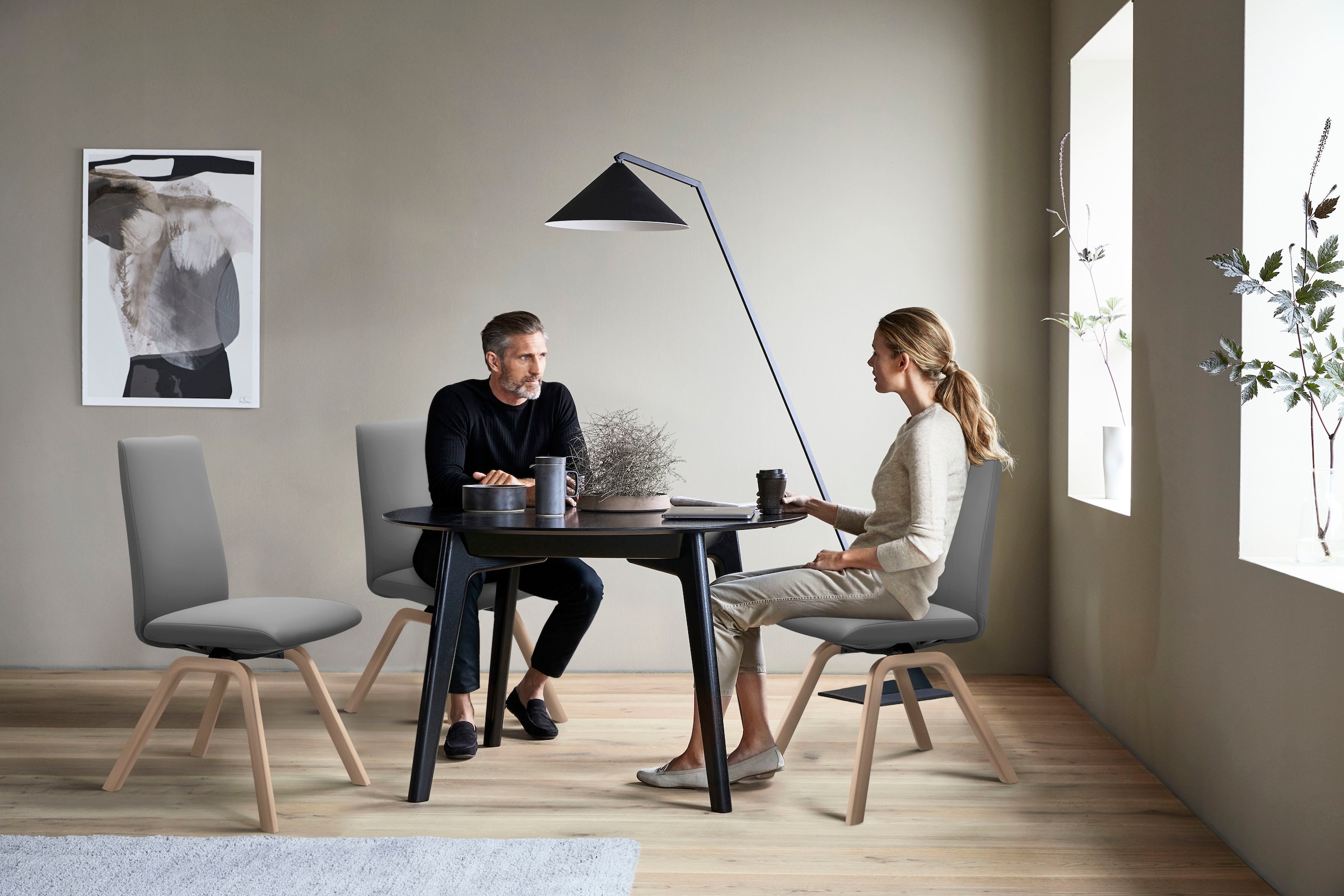 Stressless® Polsterstuhl »Laurel«, Leder BATICK, Low Back, Größe L, mit schräggestellten Beinen in Eiche gekalkt