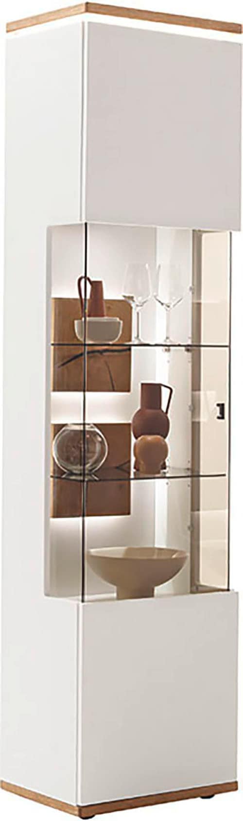 MCA furniture Vitrine »Matadi Vitrine« 1 Stk. tlg. Vitrine,Glasschrank,Weiß,Holzabsetzung,1 Tür,gedämpft, B: 50cm
