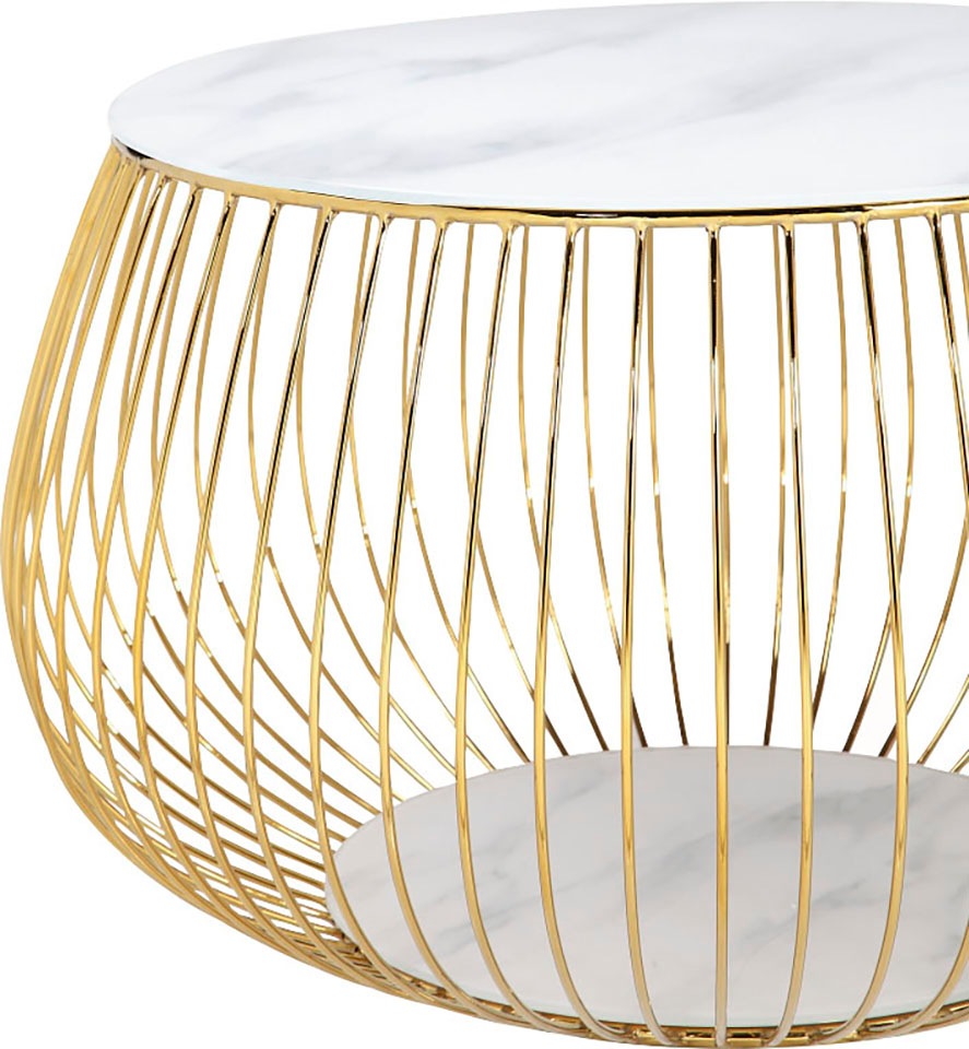 Thumbnail - SalesFever Couchtisch "Coffeetable: Stilvolle Wohnzimmer-Ergänzung" Kristallklare Eleganz mit Marmoroptik, rosegoldfarbe...