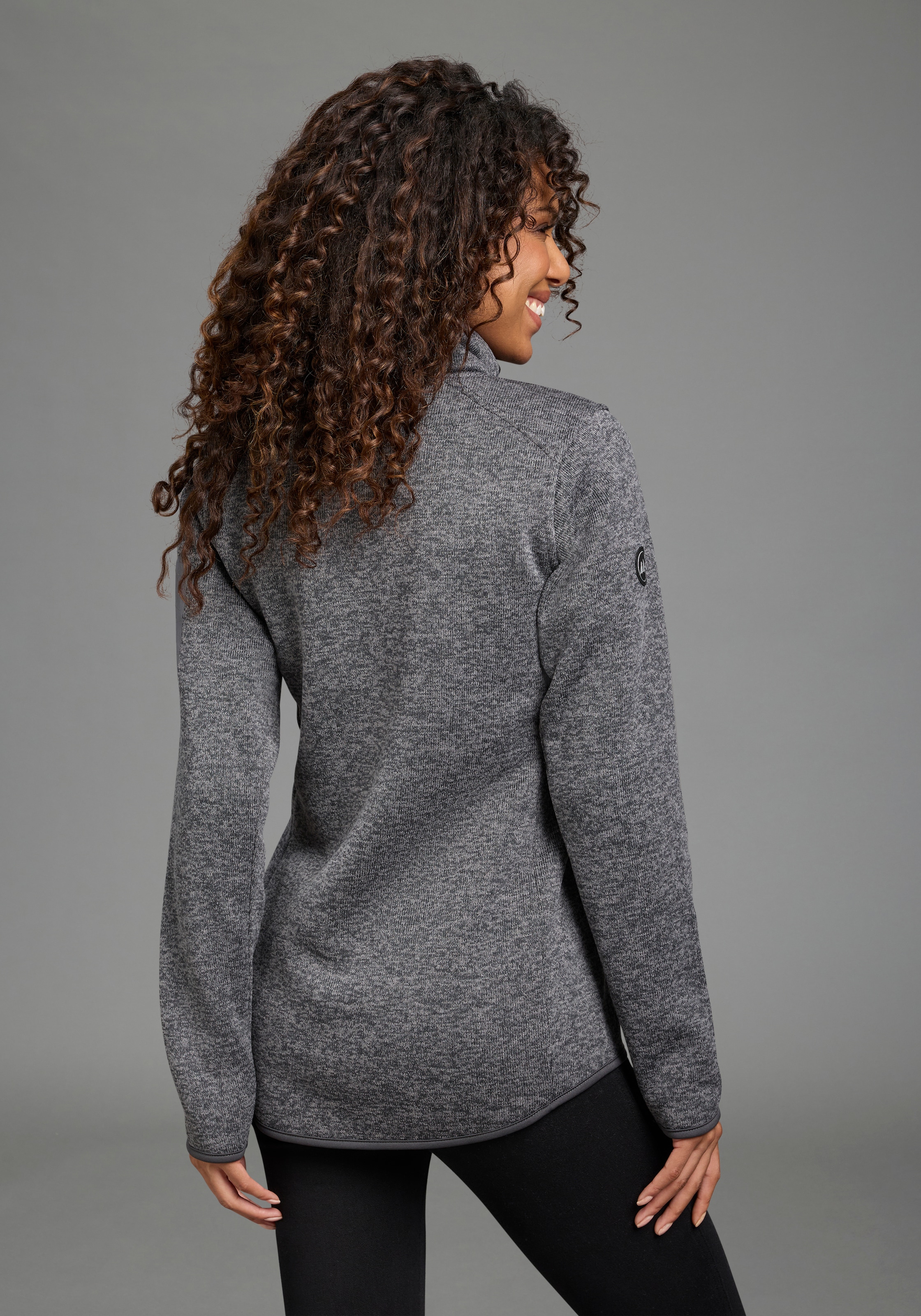 Polarino Strickfleecejacke mit Reißverschluss, figurumspielende Passform, wärmend, atmungsaktiv