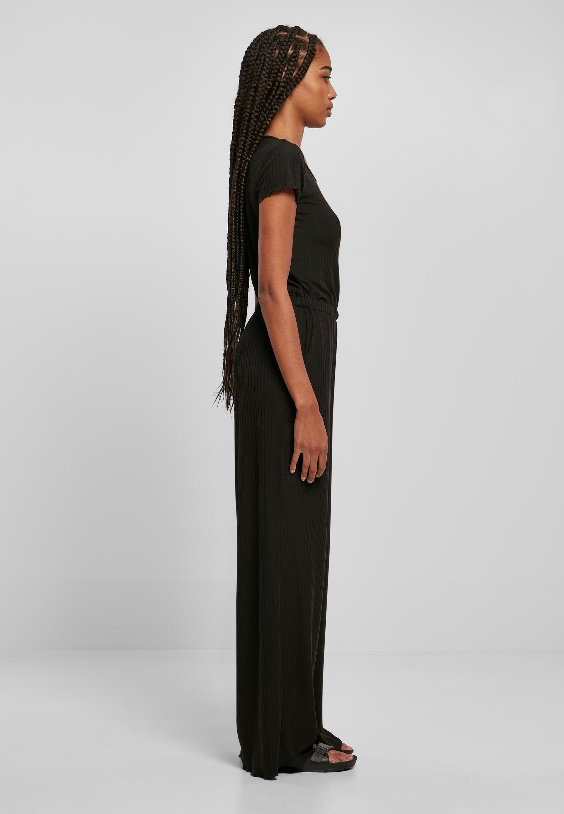 URBAN CLASSICS Jumpsuit »Urban Classics Damen Ladies Rib Wid Leg Jumpsuit«, (1 tlg.)