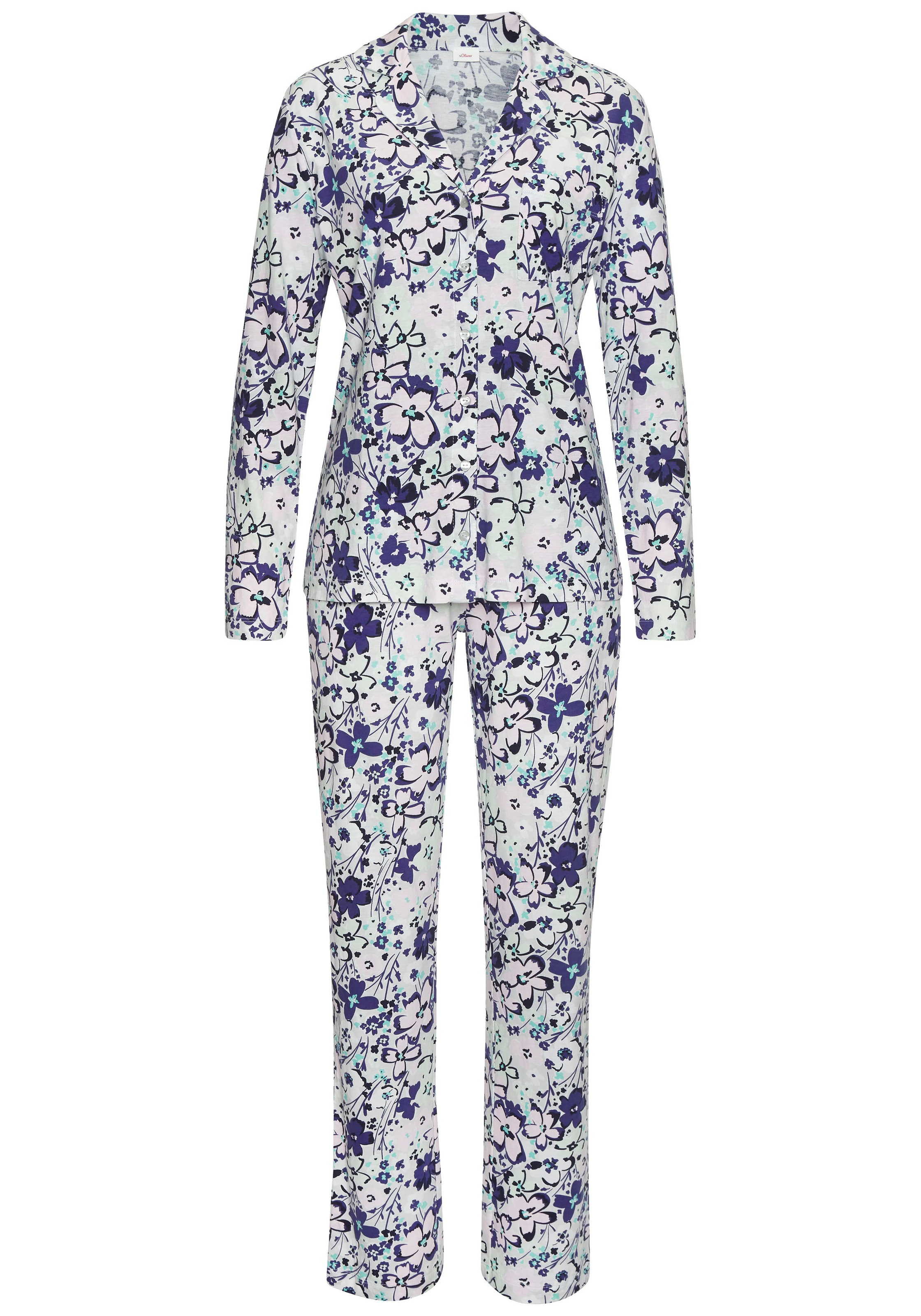 s.Oliver Pyjama, (Set, 2 tlg.), im klassischen Stil günstig online kaufen