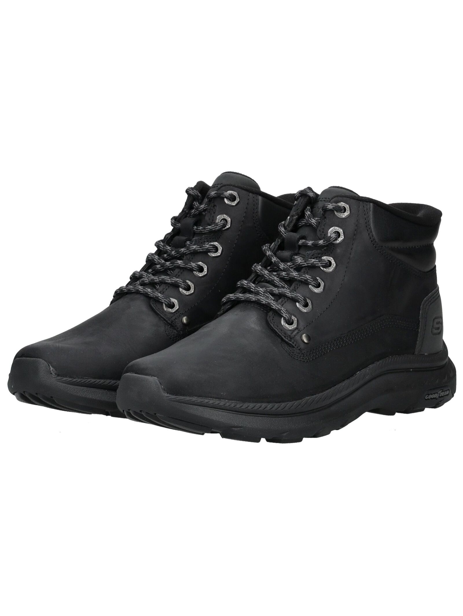 Schnürstiefelette SKECHERS "Skechers Stiefelette Leder", Herren, Gr. 42, schwarz, Leder, Schuhe Schnürstiefelette 3