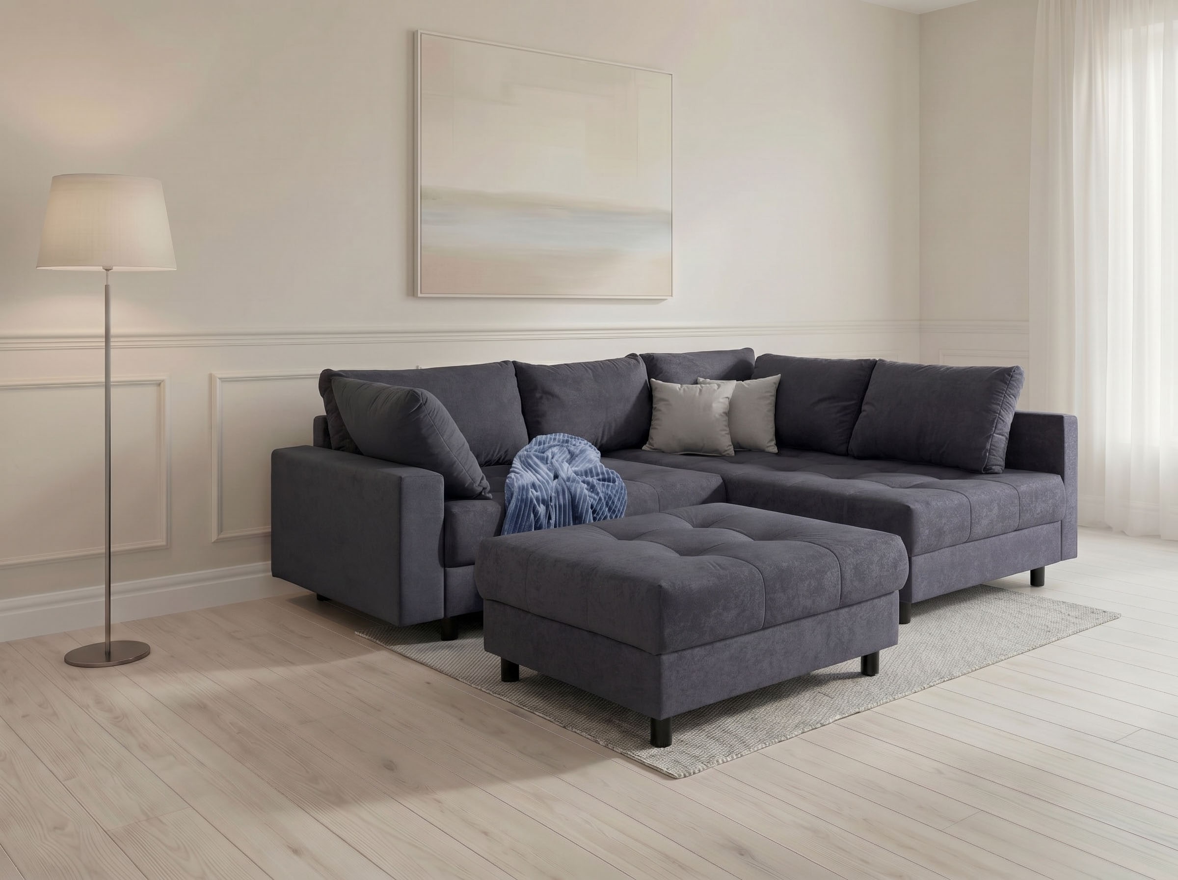 COLLECTION AB Ecksofa »Antonia L-Form, B: 215 cm« Ecksofa, Rückenkissen, ottomane beidseitig montierbar, Bonnelfederkern