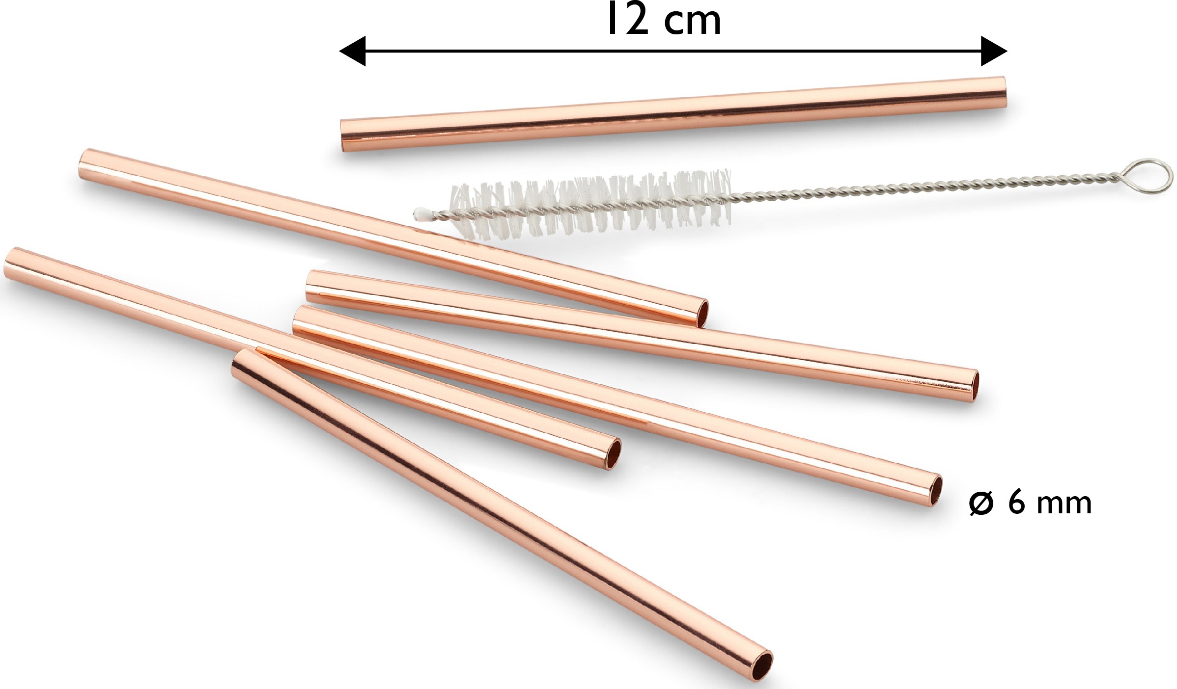 ECHTWERK Trinkhalme »Small«, (Set, 7 tlg.), aus Edelstahl inkl. Reinigungsbürste, (Trinkhalm: 12cm,Bürste: 13, cm)