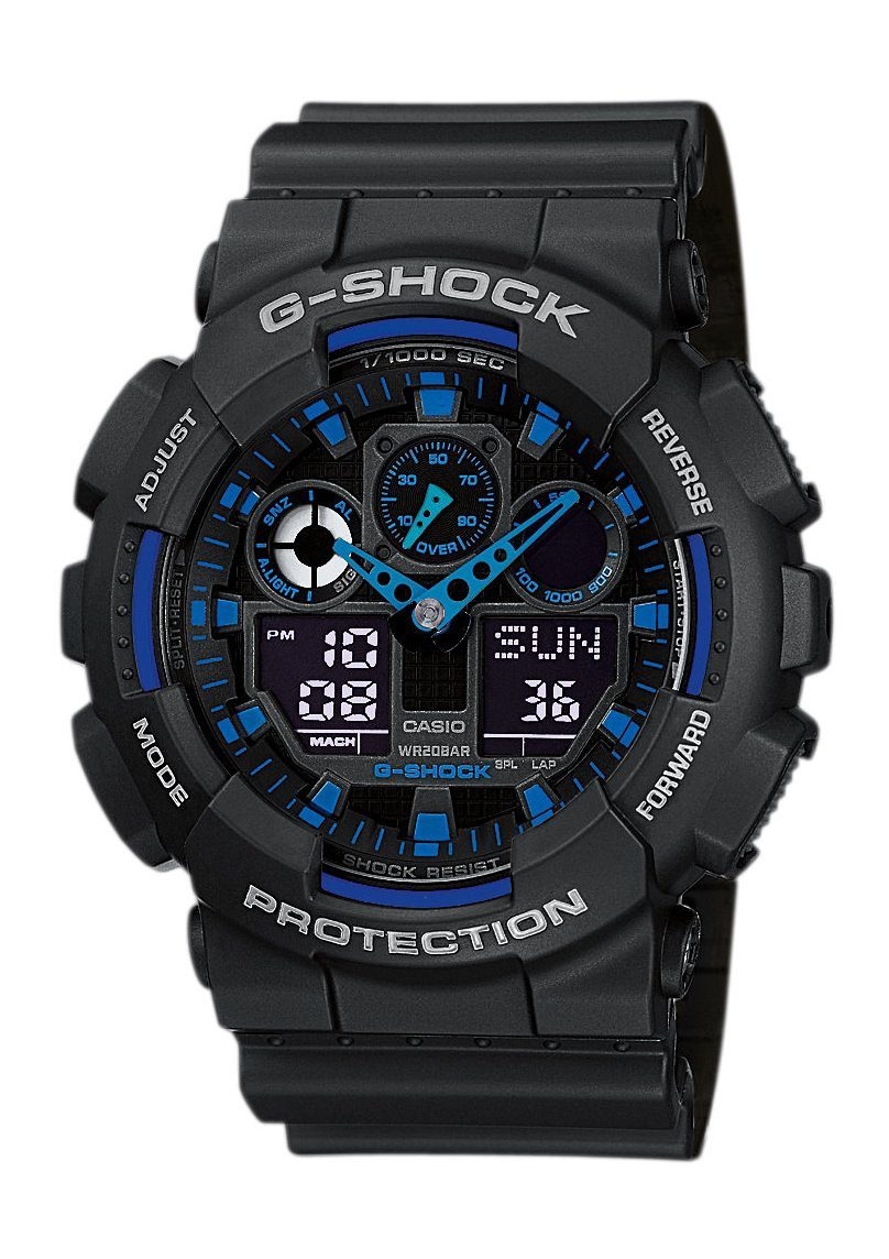 CASIO G-SHOCK Chronograph »GA-100-1A2ER«, Quarzuhr, Armbanduhr, Herrenuhr, digital, bis 20 bar wasserdicht