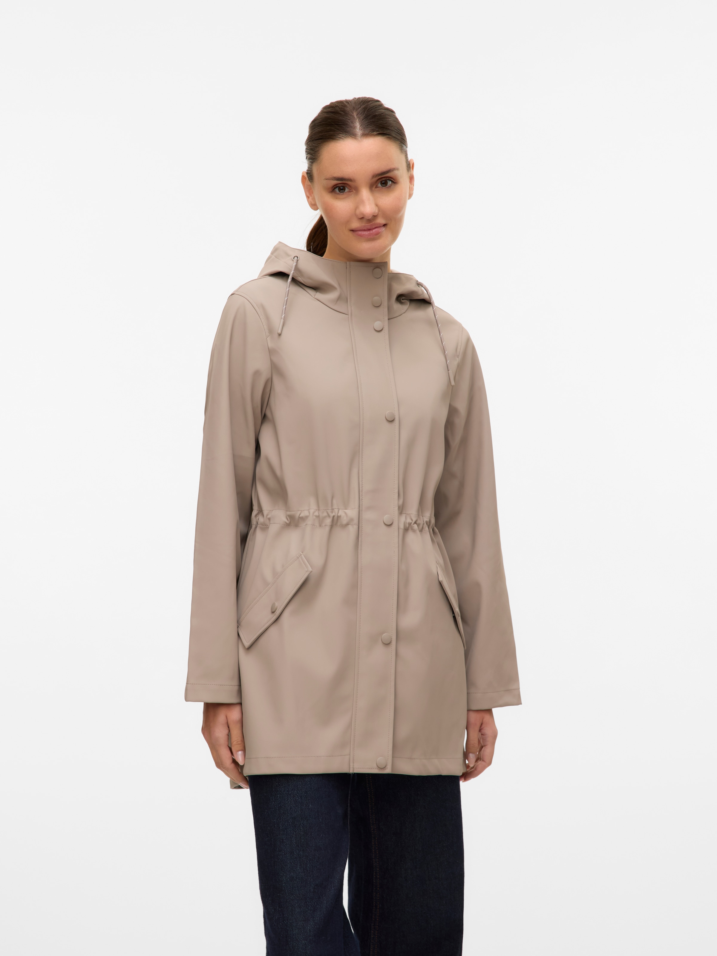 Vero Moda Regenjacke "VMMALOU COATED JACKET" mit Kapuze Lederimitat günstig online kaufen