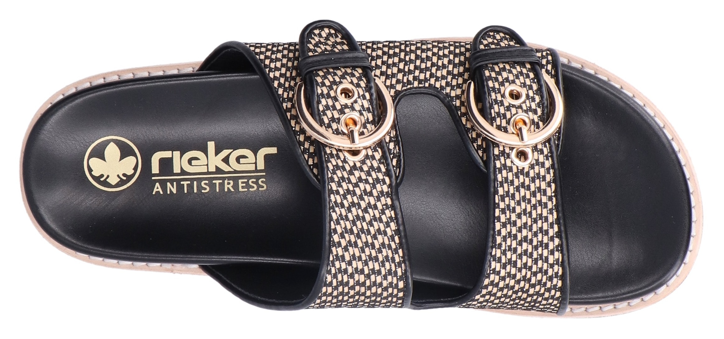 Rieker Pantolette, Sommerschuh, Strandschuh, Urlaubsschuh, Schlappen in Flecht-Optik