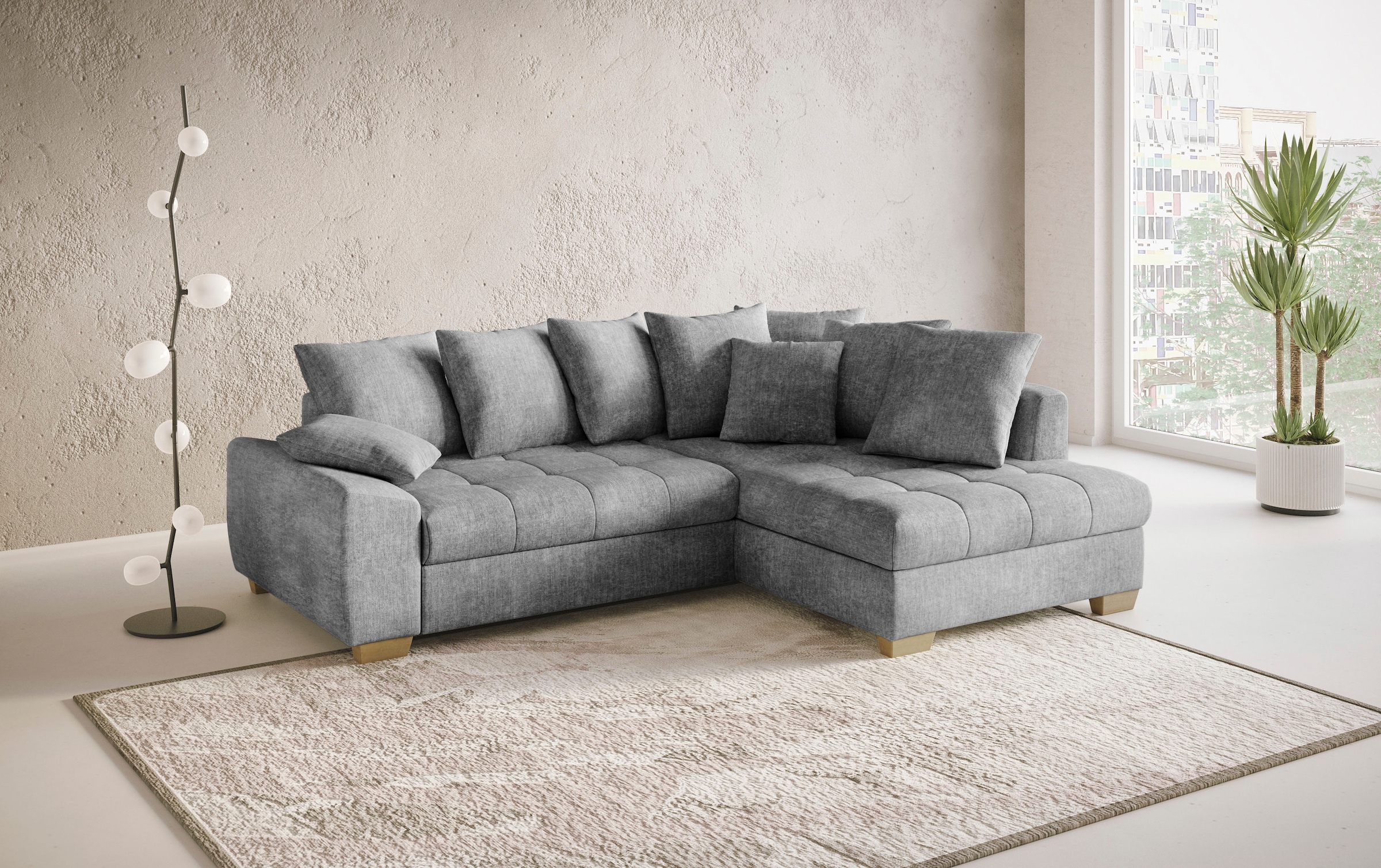 Mr. Couch Ecksofa »Nikita II, L-Form, bis 140kg pro Sitzplatz belastbar«, mit Kaltschaumpolsterung, wahlweise mit Bett und Bettkasten