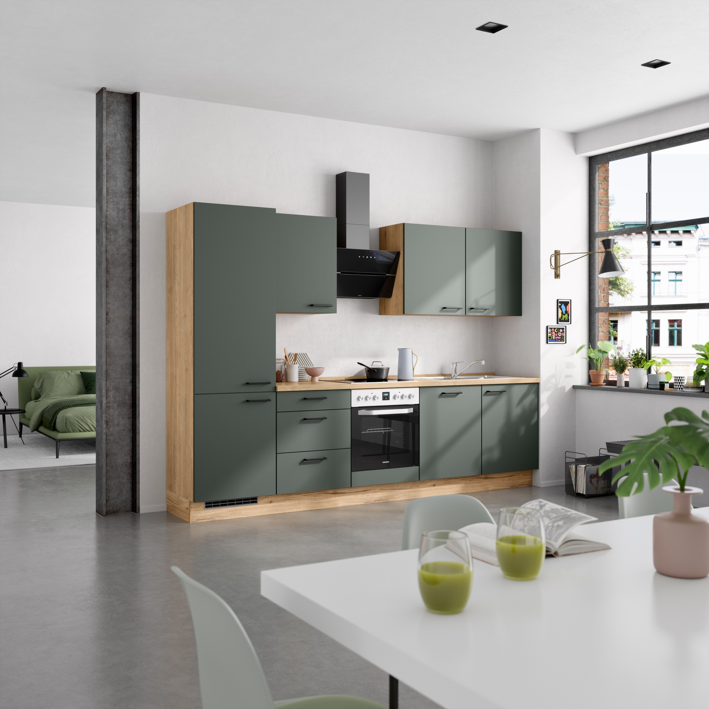 nobilia® Küchenzeile »"Easytouch II"«, vormontiert, Ausrichtung wählbar, Breite 300 cm, wahlw. mit E-Geräten
