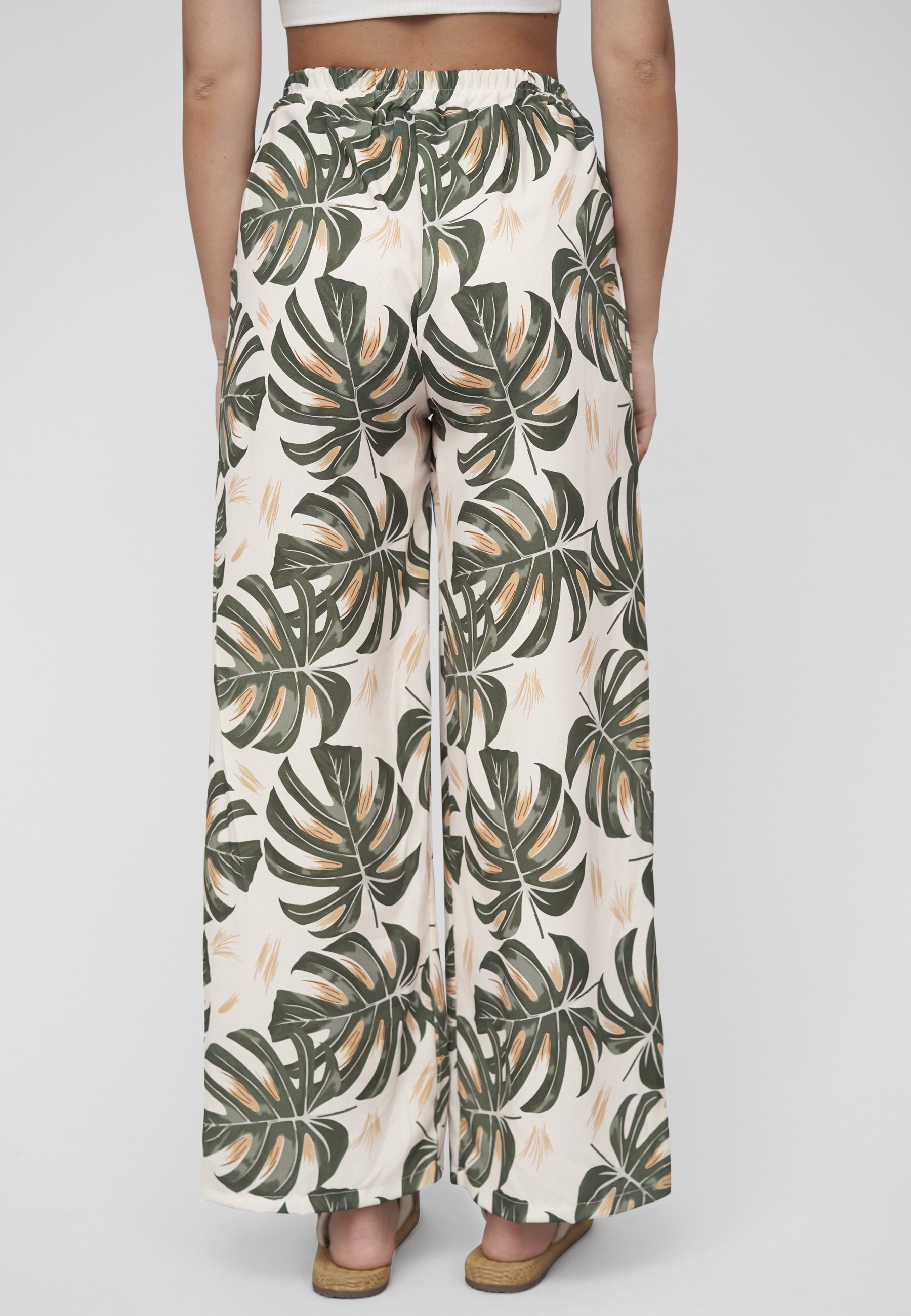 CLOUD 5IVE Stoffhose »CLOUD 5IVE Summer Pants with palm print and tie belt«