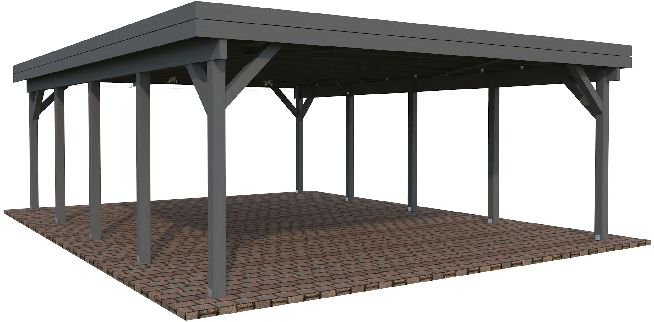 Palmako Doppelcarport "Karl" Massivholz 531 cm dunkelgrau/dunkelgrau