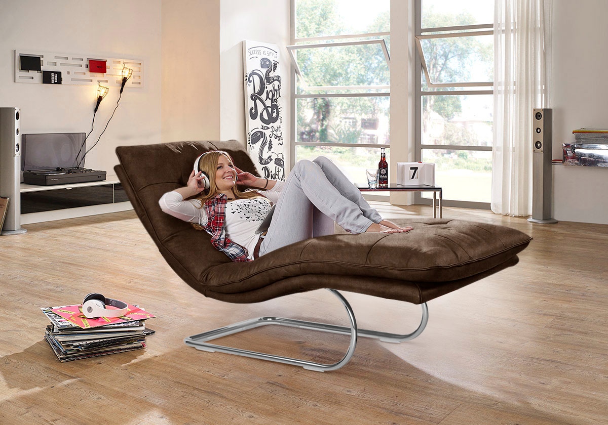 W.SCHILLIG Relaxliege "daily dreams" in Waffelkissen-Optik, wahlweise mit Motor, Freischwingergestell