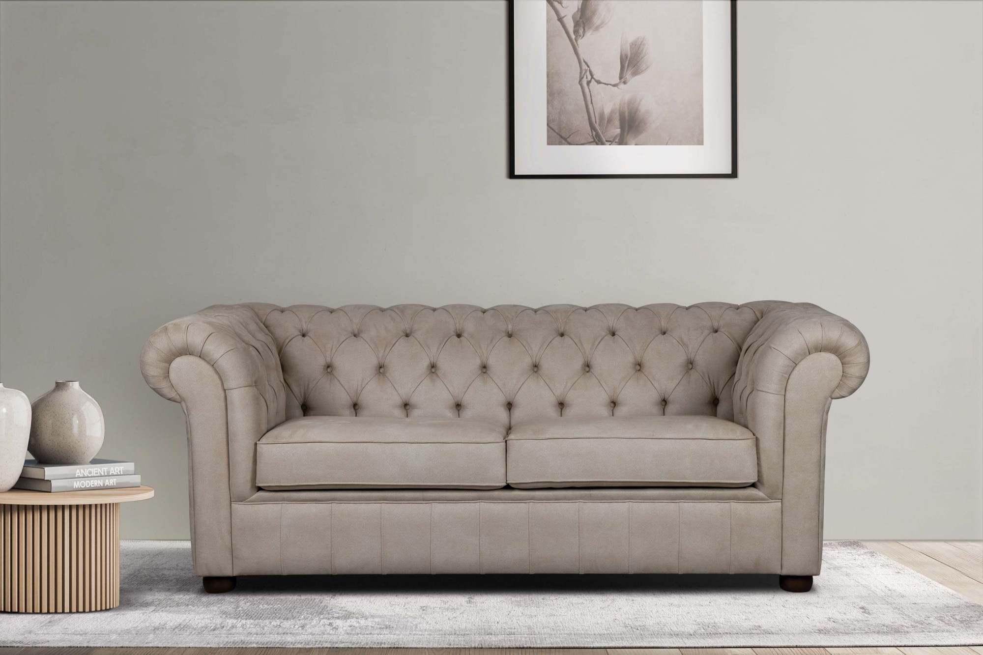 Home affaire 3-Sitzer »CHARENTE, optionale Schlafsofa, Chesterfield-Sofa, Bettfunktion«, mit edler Knopfheftung und typischen Armlehnen, B/T/H 198/89/74 cm