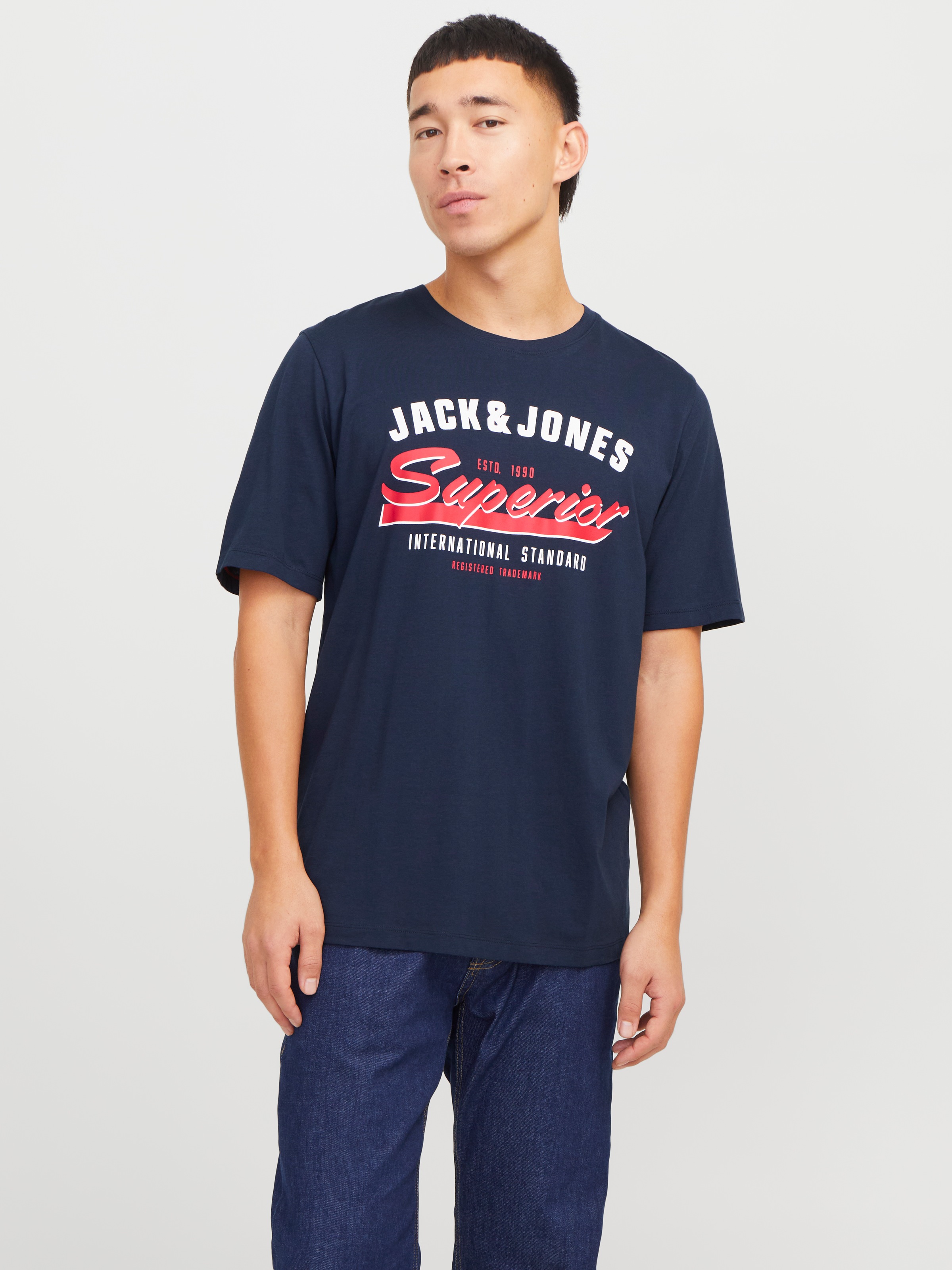 Jack & Jones Rundhalsshirt "JJELOGO TEE SS O-NECK 2 COL SS25 SN", mit Logo günstig online kaufen