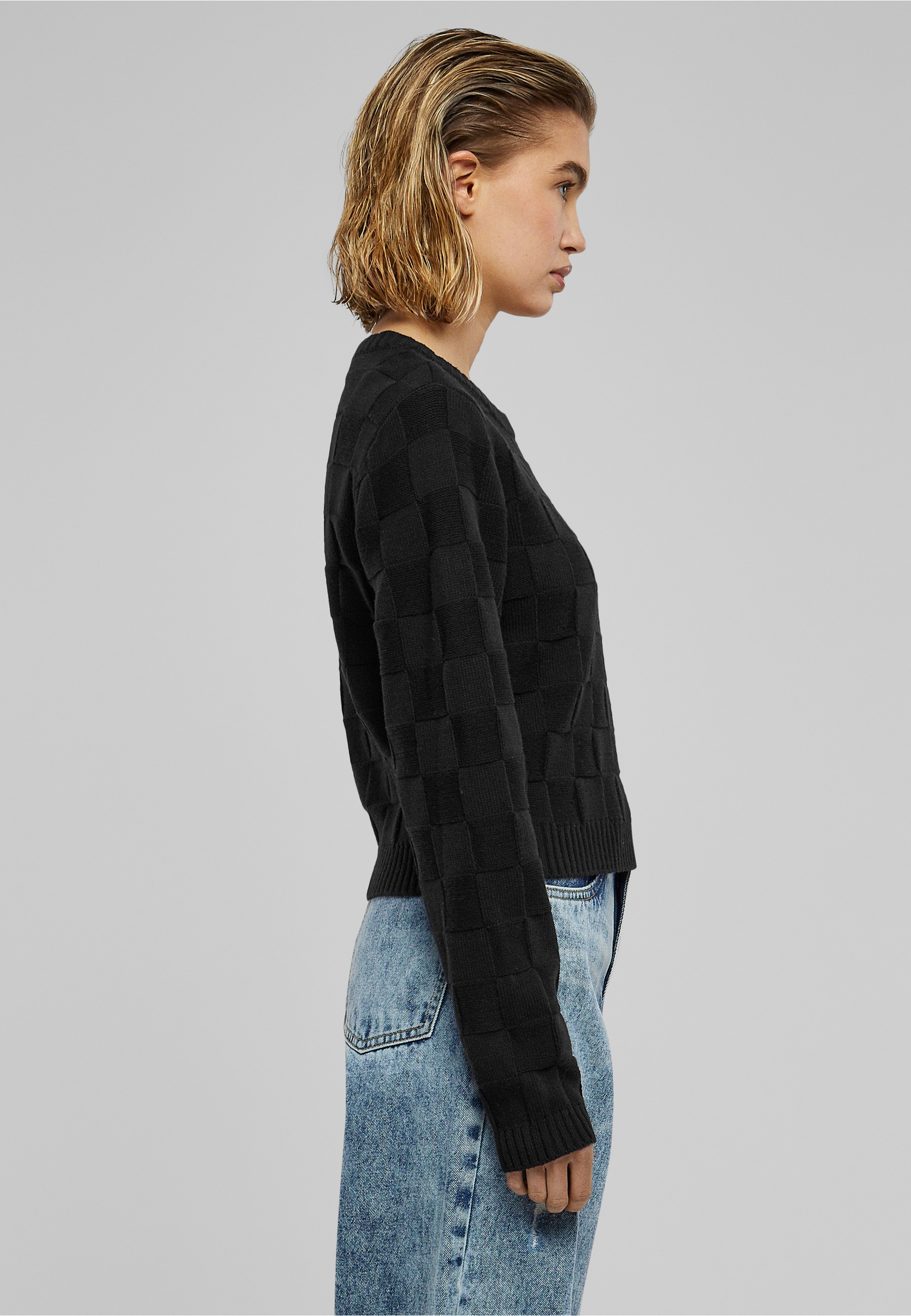 URBAN CLASSICS Sweatshirt »Urban Classics Damen Ladies Check Knit Sweater«, 1 Stk.
