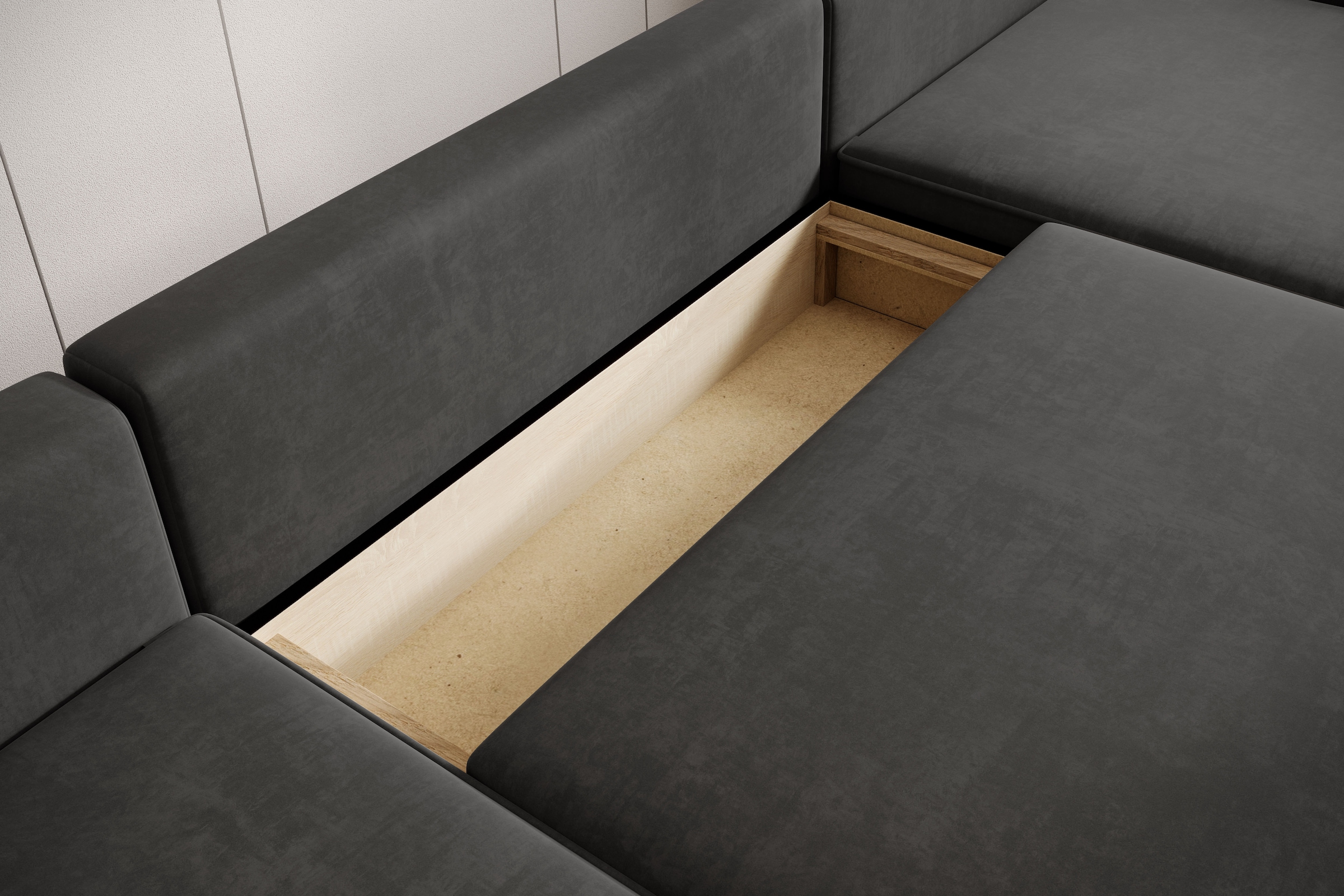TRENDMANUFAKTUR Wohnlandschaft »Challenge, Schlafsofa mit Bettkasten, Couch in U-Form, Breite 333 cm«, XXL Sofa mit Bettkasten & Schlaffunktion, auch in trendigem Cordstoff