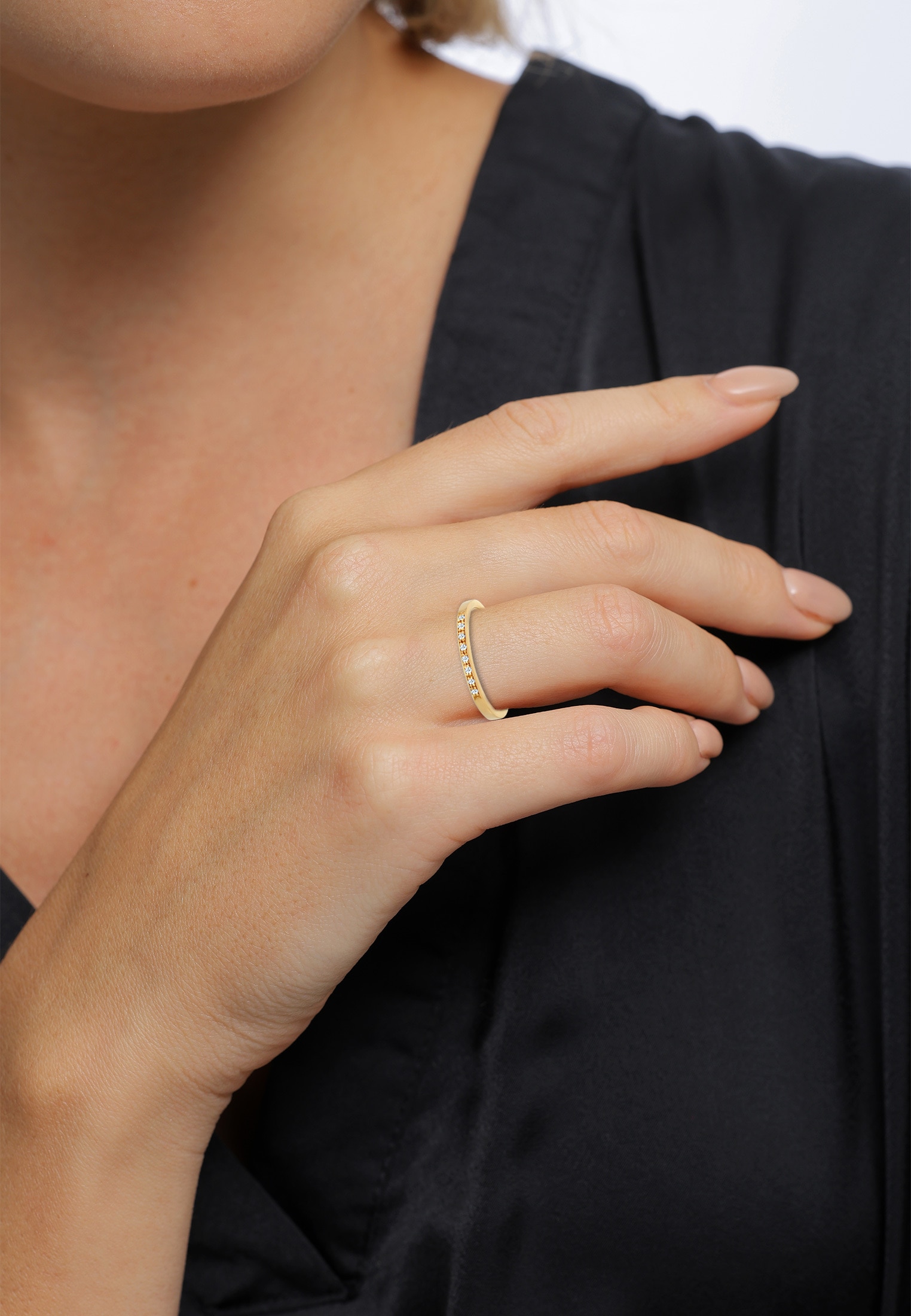 Elli DIAMONDS Verlobungsring »Bandring Verlobung Diamant (0.04 ct.) 585 Gelbgold«