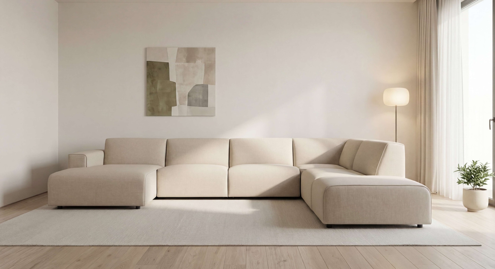 OTTO home Wohnlandschaft "Naddine" B. 389 cm, U-Form, Strukturstoff Mélange-Effekt, Wellenunterfederung
