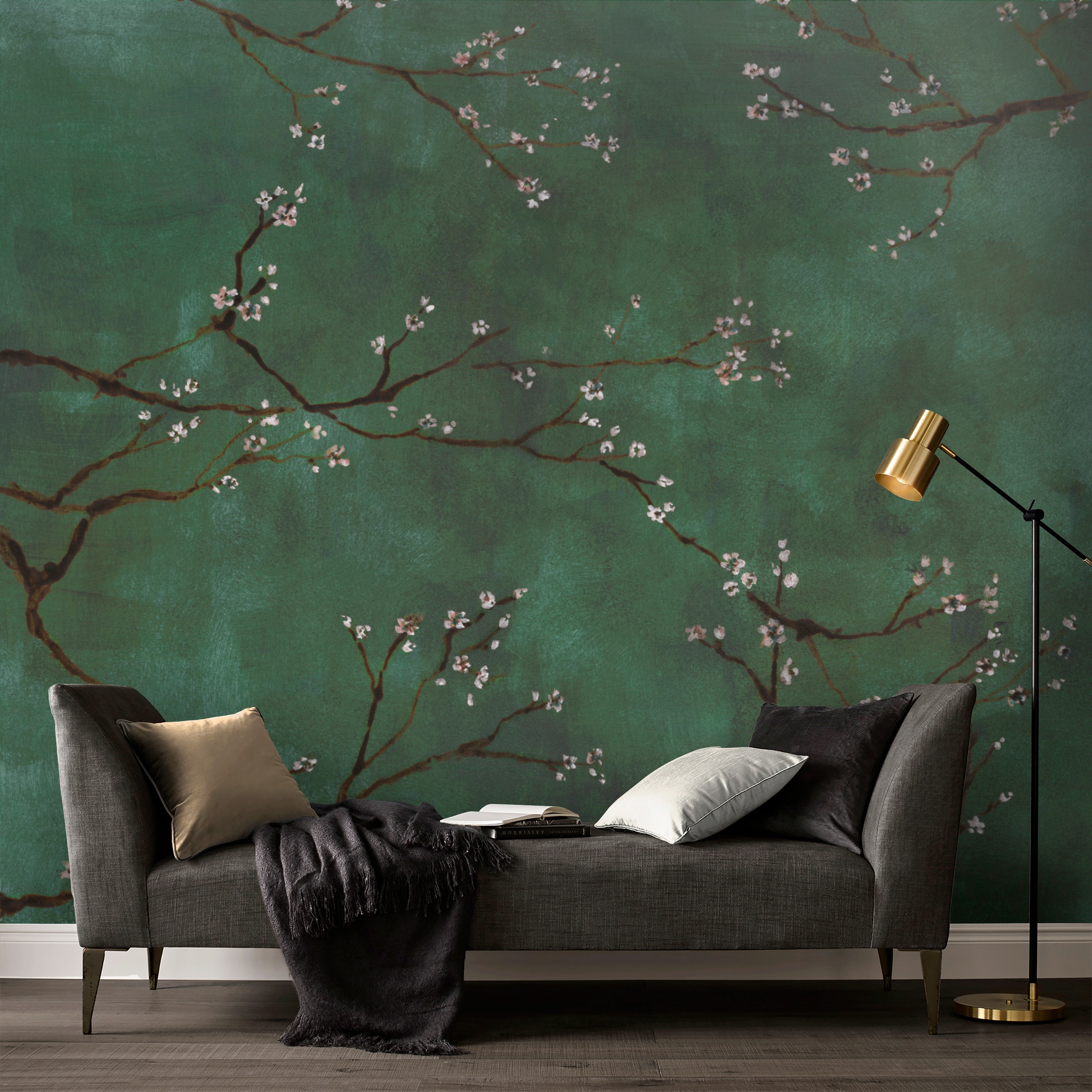 Art for the home Fototapete »Chinesische Blüte«, botanisch, Grün - 300x280cm