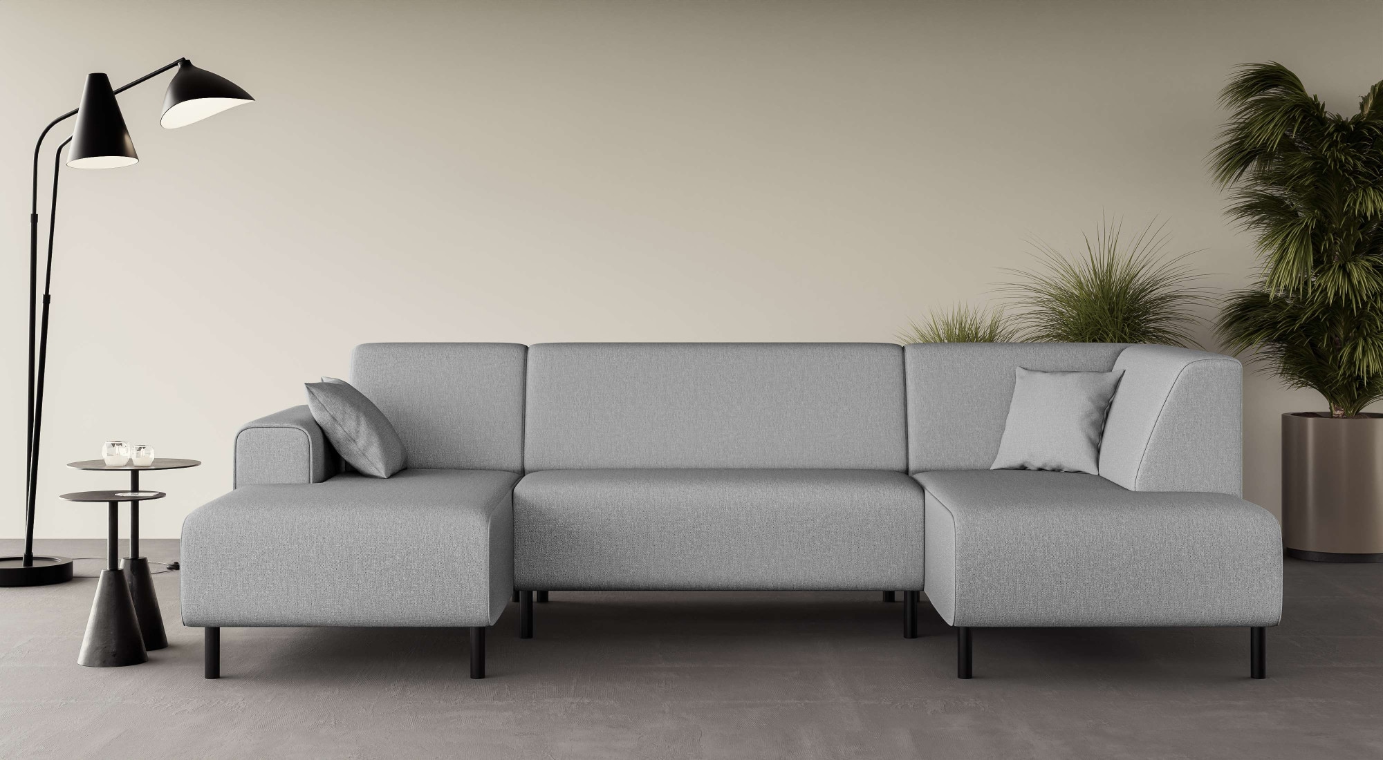 OTTO home Wohnlandschaft "ARROS U-Form mit Wellenunterfederung, Maße B/T/H: 300/163/81 cm" incl. Zierkissen, mit Recamiere links/rechts bestellbar, auch in Cord
