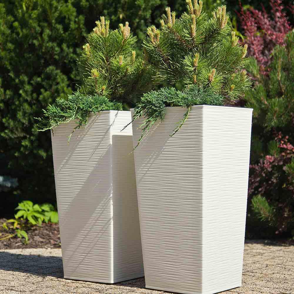 Siena Garden Pflanzkübel, Rillenoptik, eckig