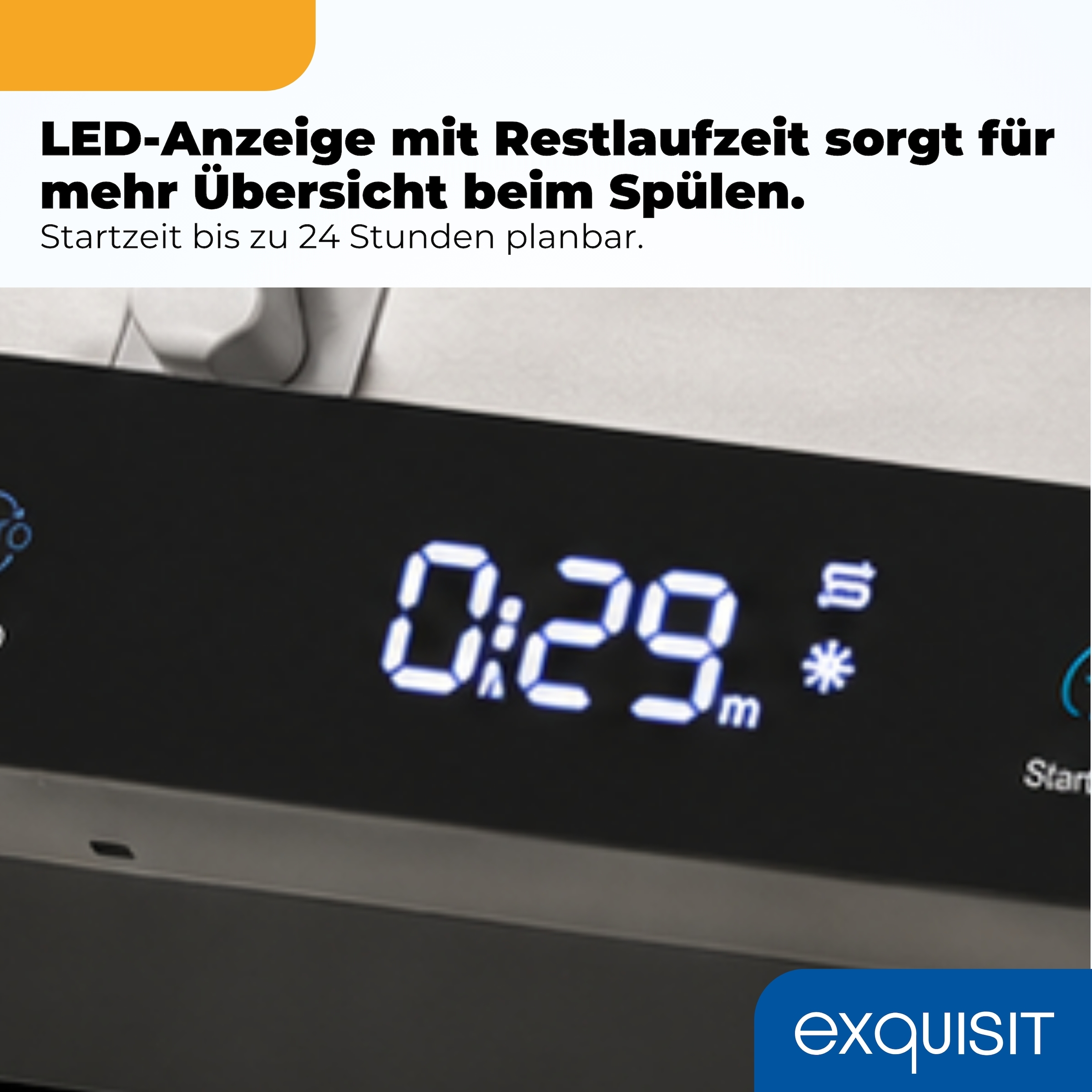 exquisit vollintegrierbarer Geschirrspüler 9311 »EGSP9311-E-450C schwarz« 9,8 l 11 tlg. Maßgedecke Mehr Komfort mit LED-Fußbodenanzeige & AquaStop