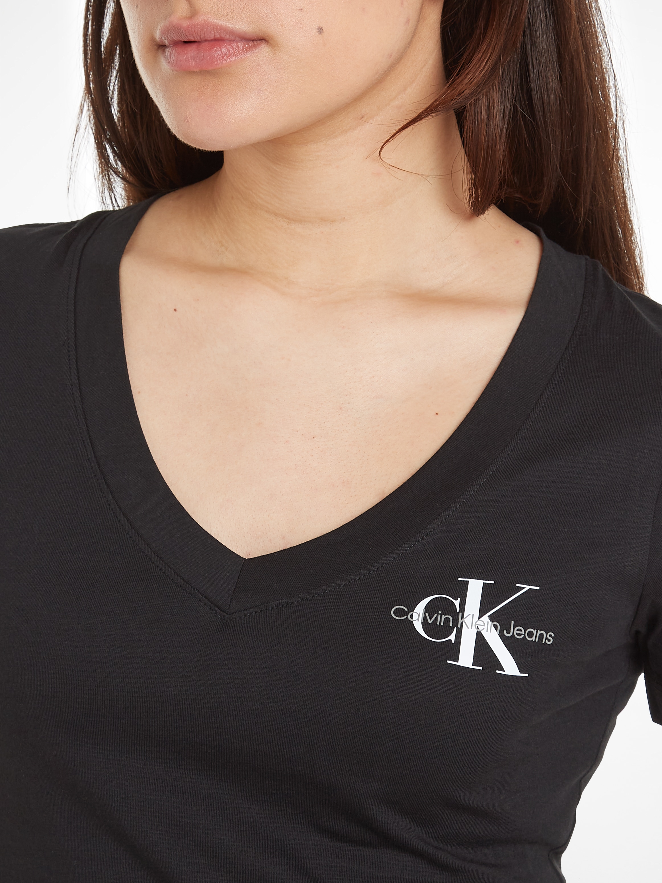 Calvin Klein Jeans T-Shirt »2-PACK MONOLOGO V-NECK TEE«, (Packung, 2er-Pack), mit Logomarkenlabel