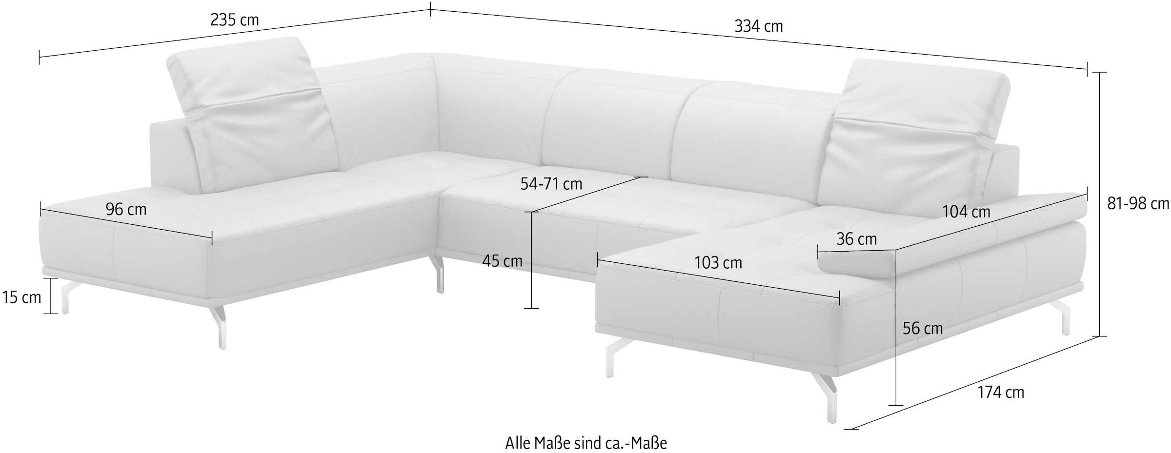 Places of Style Wohnlandschaft »Caluna«, Inkl.Sitztiefenverstellung