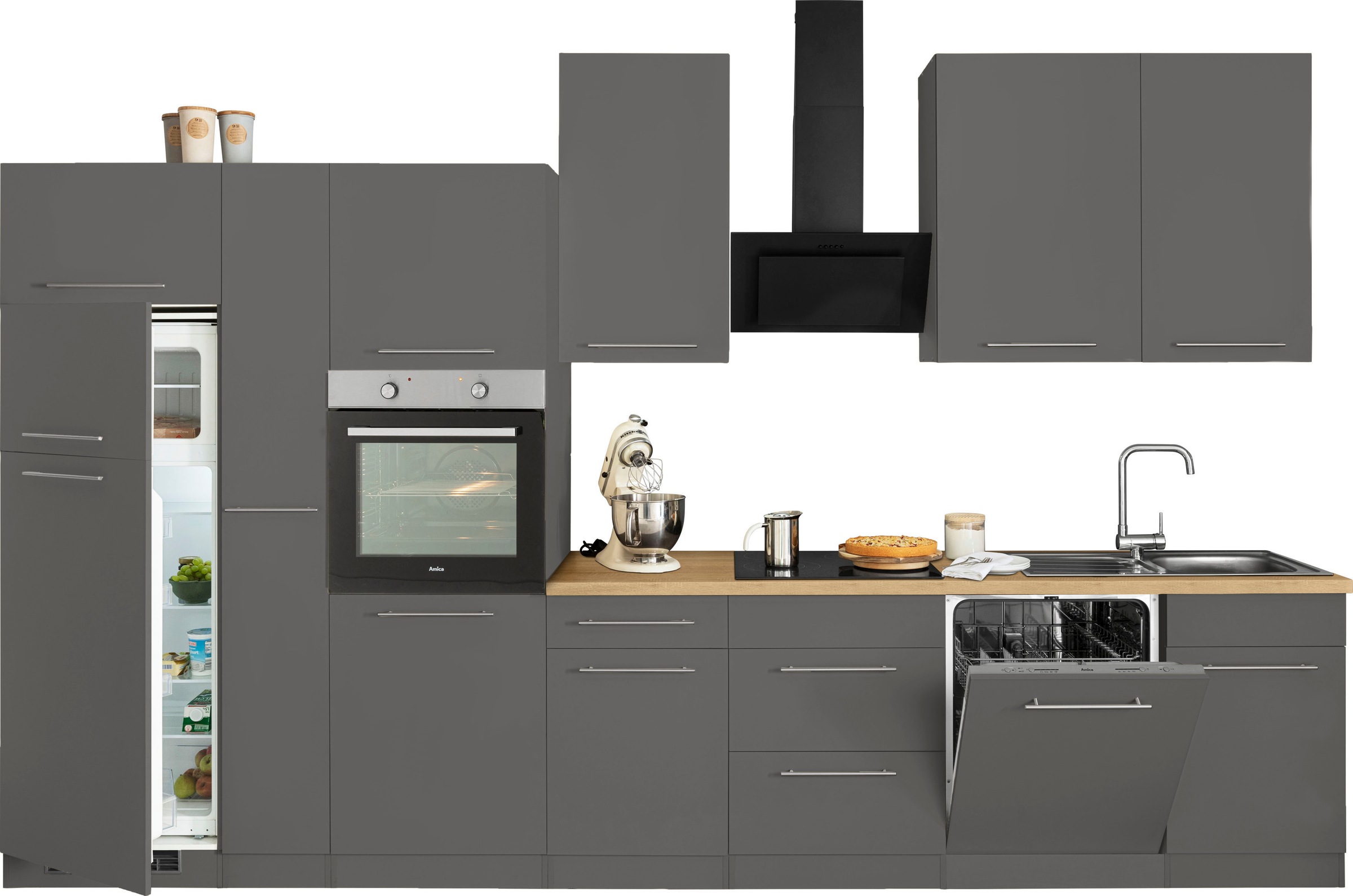 wiho Küchen Küchenzeile »Unna«, mit E-Geräten, Breite 370 cm