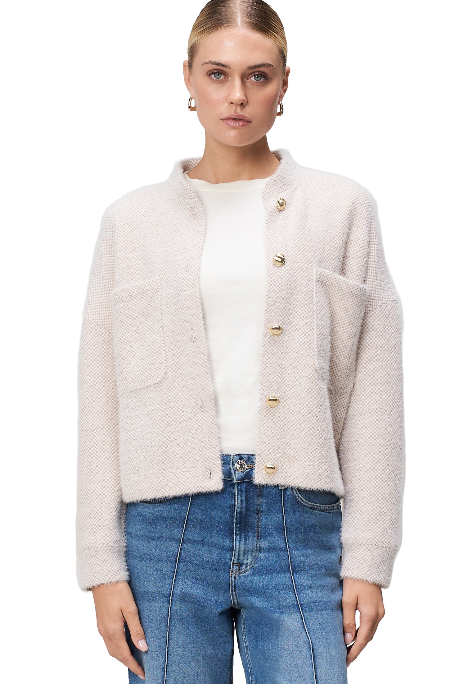 Zero Jackenblazer "zero Damen Sweatblazer strukturiert mit Knopfleiste", Kn günstig online kaufen