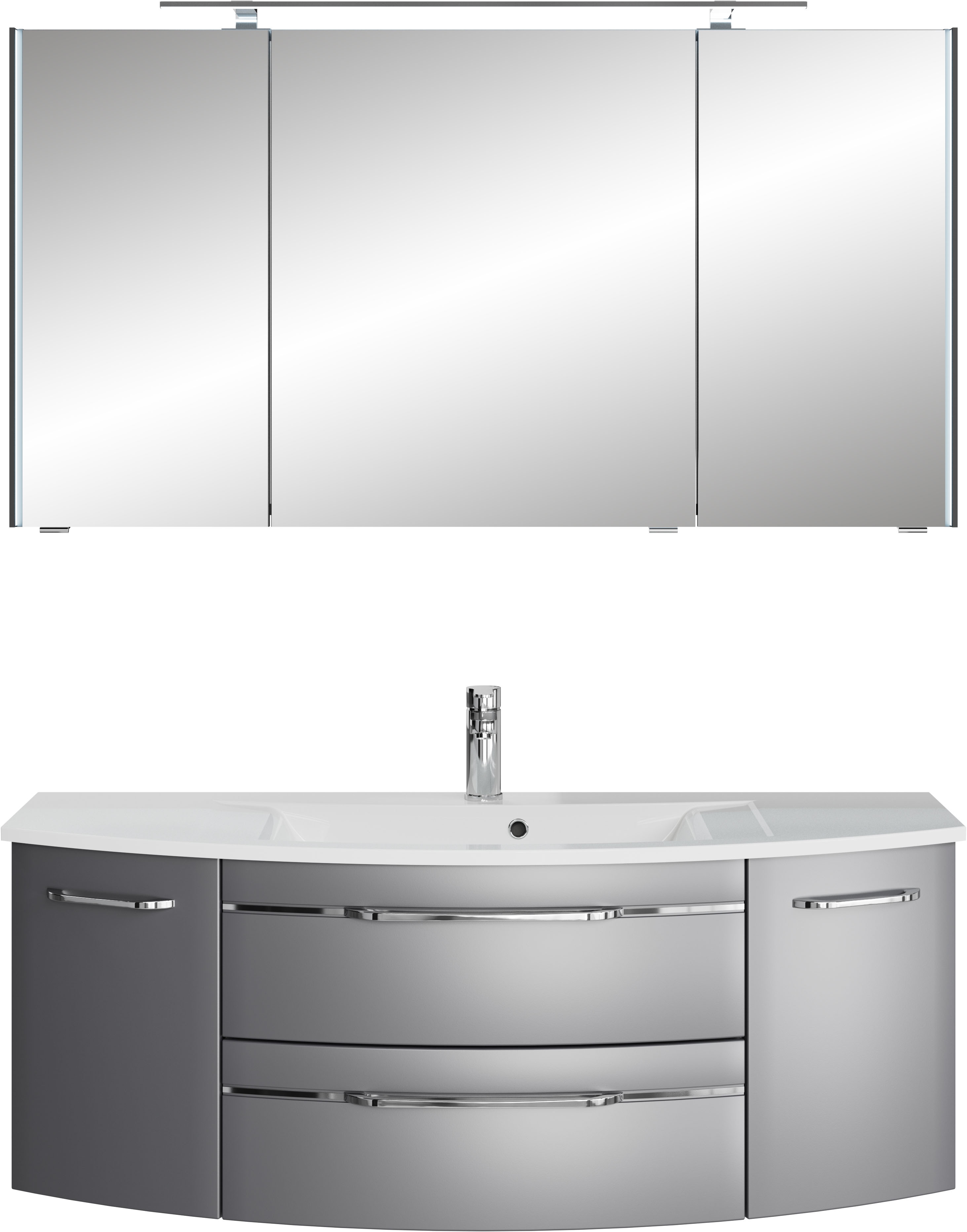 Saphir "Serie 7045 2-teilig Mineralmarmor-Waschtisch mit LED-Spiegelschrank" Set, 2 Stk. tlg.