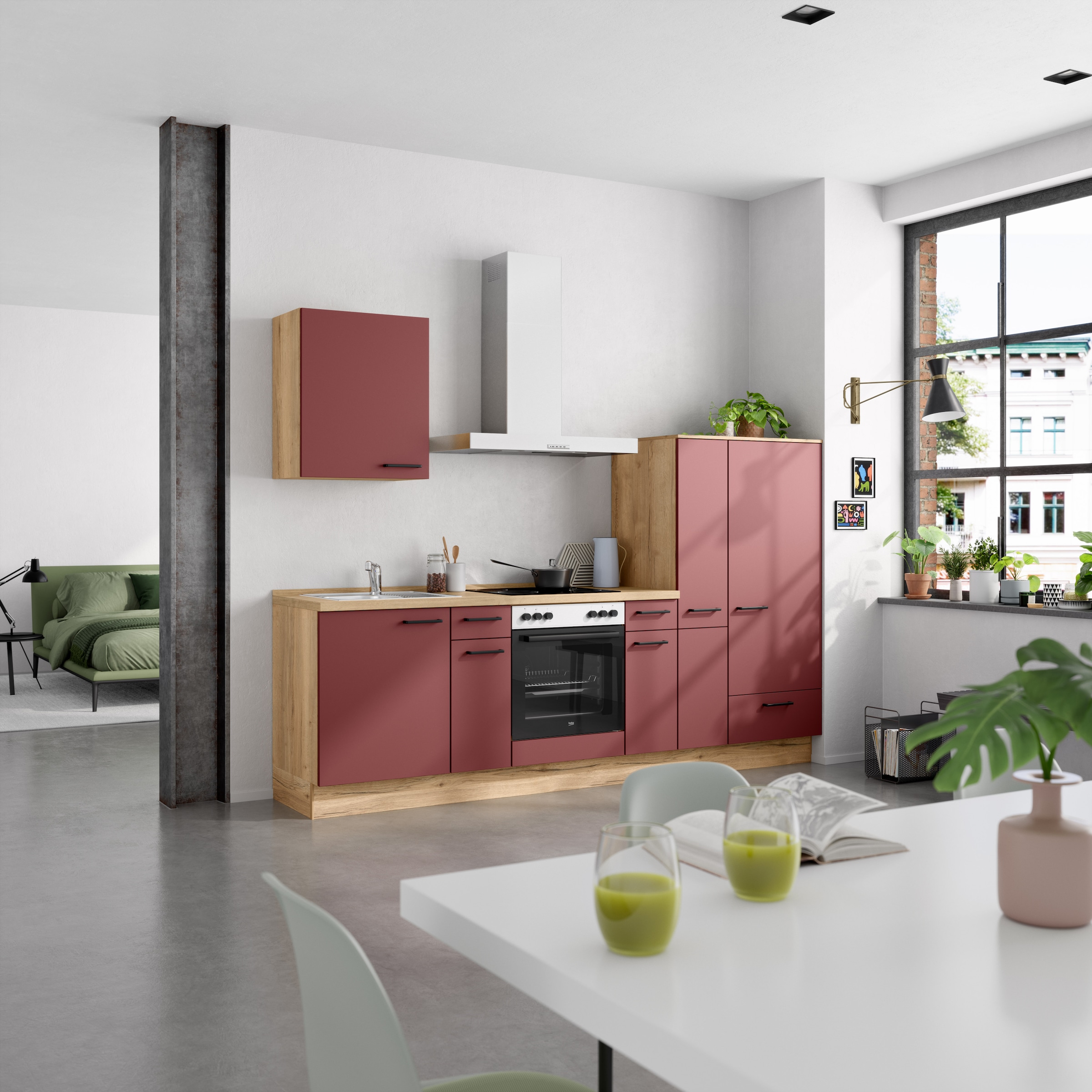 nobilia® Küchenzeile »"Easytouch I"« vormontiert, Ausrichtung wählbar, Breite 270 cm, wahlw. mit E-Geräten