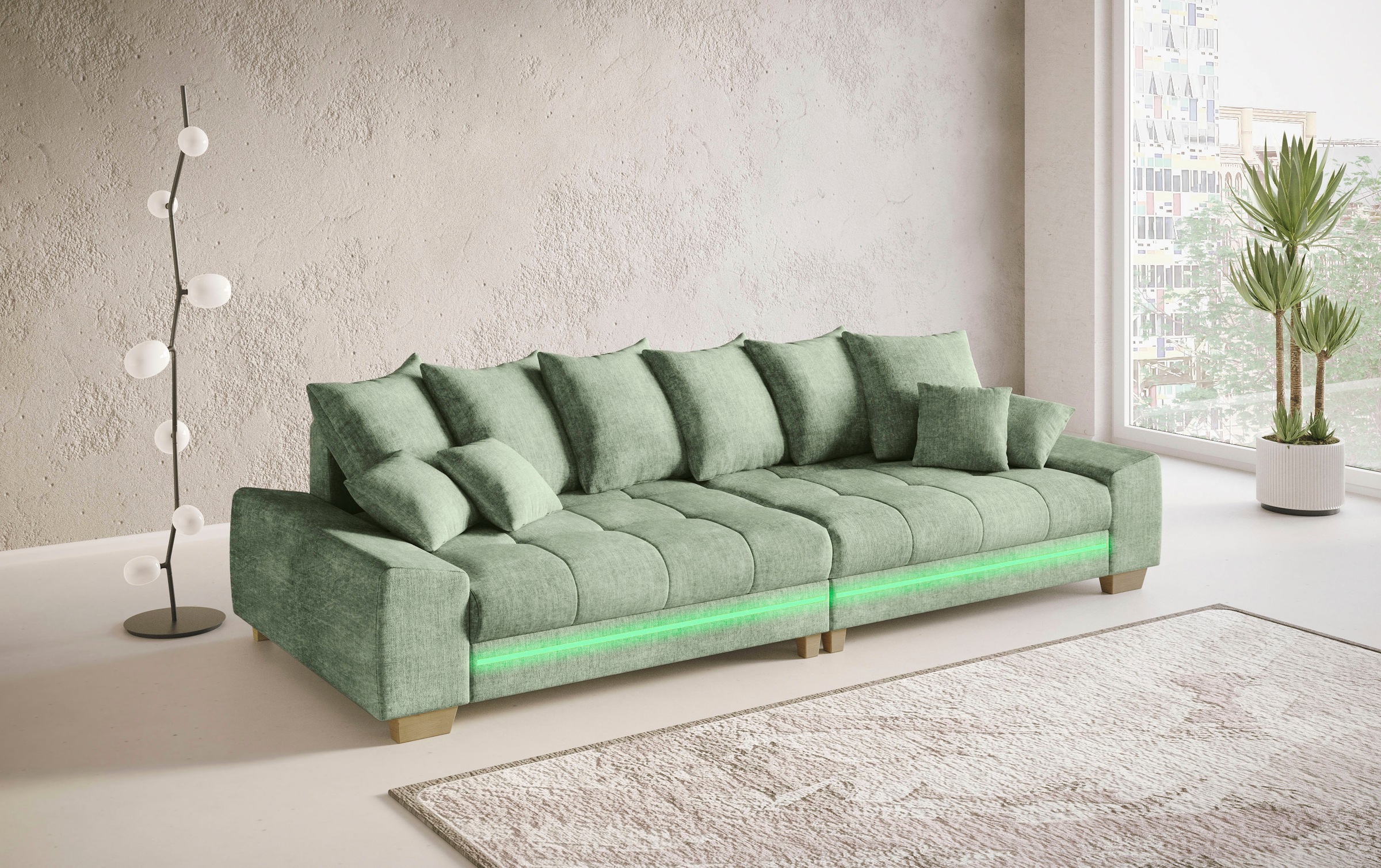 Mr. Couch Big-Sofa »Nikita II«, mit RGB-LED Beleuchtung, wahlweise mit Kaltschaum