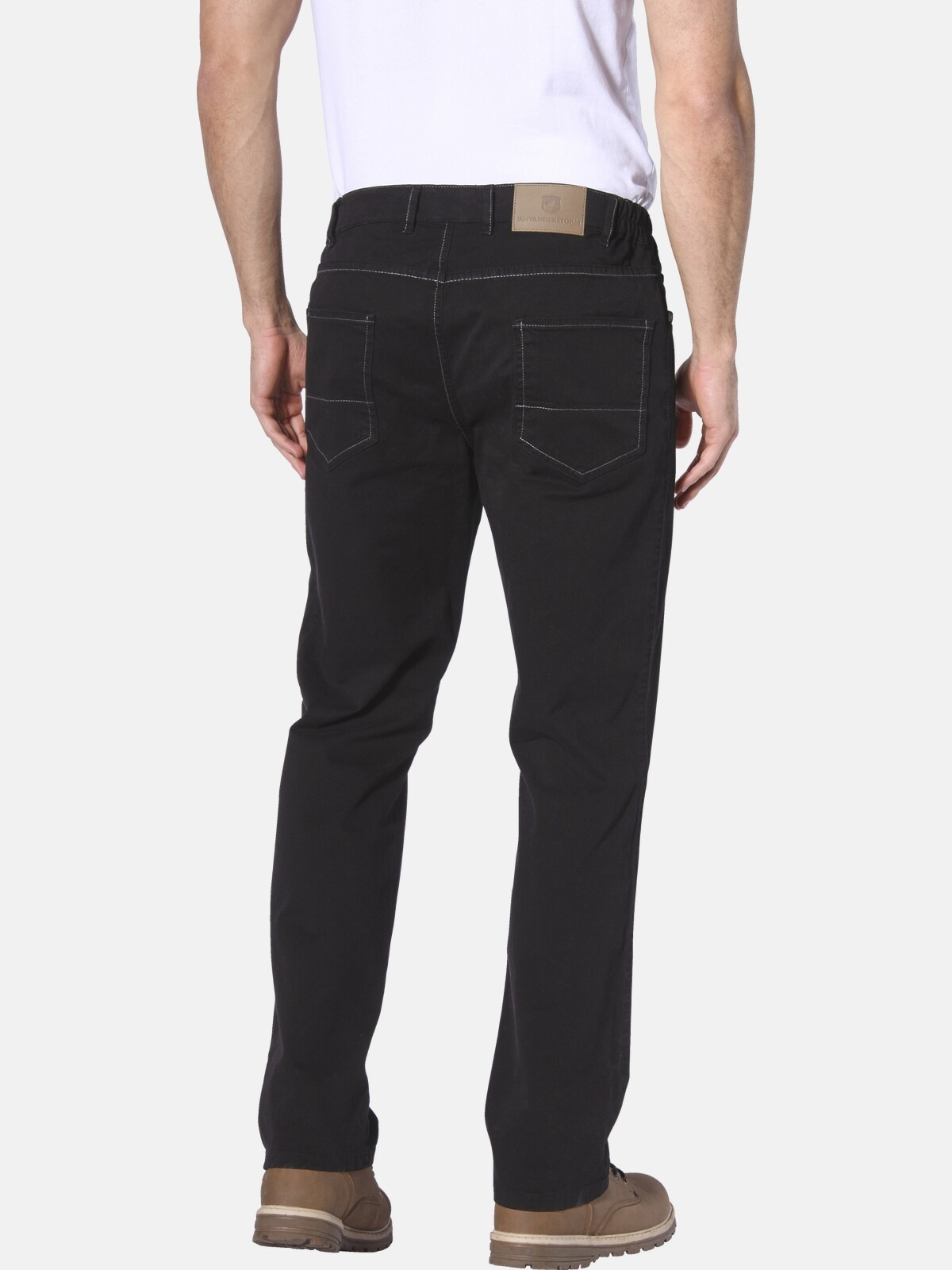 5-Pocket-Hose JAN VANDERSTORM "Tiefbundhose SKANNI", Herren, Gr. 70, N-Gr, schwarz, Obermaterial: 97% Baumwolle CO. 3% Elasthan EL., Hosen 5-Pocket-Hose 2