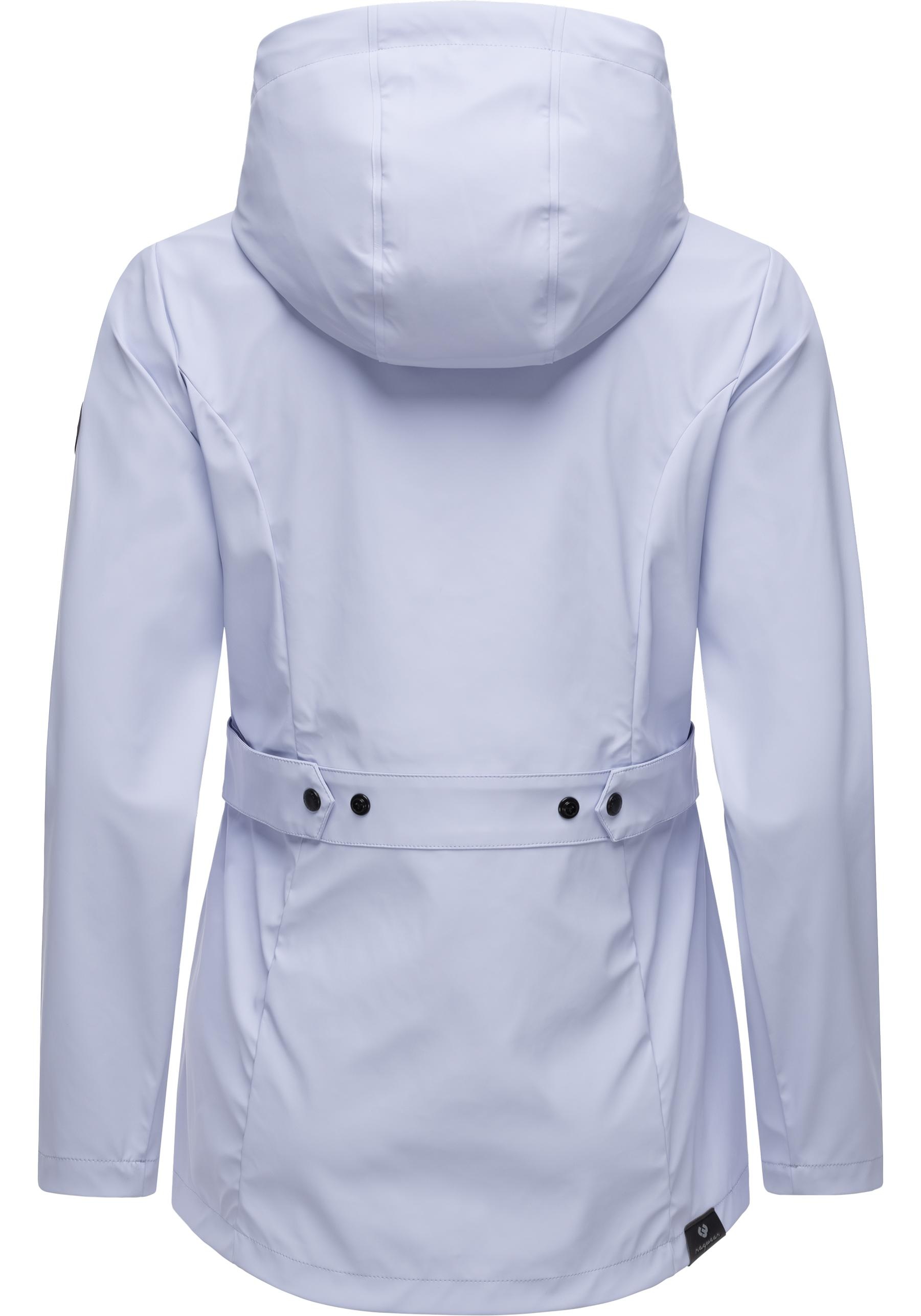 Regenjacke RAGWEAR "YM-Marge", Damen, Gr. L (40), blau (himmelblau), Obermaterial: 100% Polyester; Innenfutter: 100% Polyester, tailliert Po-bedeckend, Ärmel ohne Ärmelschlitz normaler Saum, Jacken Regenjacke, stylische Übergangsjacke mit großer Kapuze 2