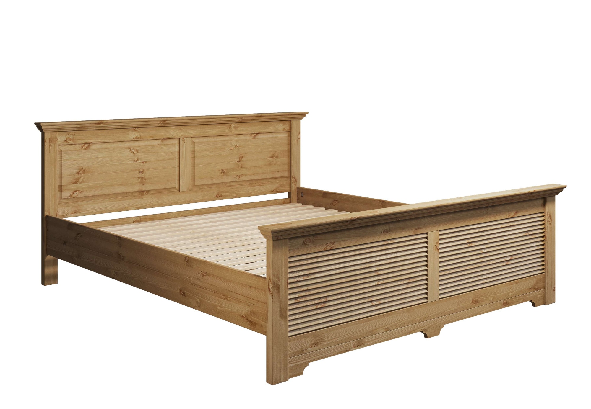 Home affaire Bett »Rauna, Landhausstil, edles Design mit Lamellen und Kassetten, 2 Farben«, (Breite/Belastbarkeit 180cm=220 KG, 90cm=120KG), FSC® zertifiziertes Kieferholz, massive Qualität mit Lattenrost