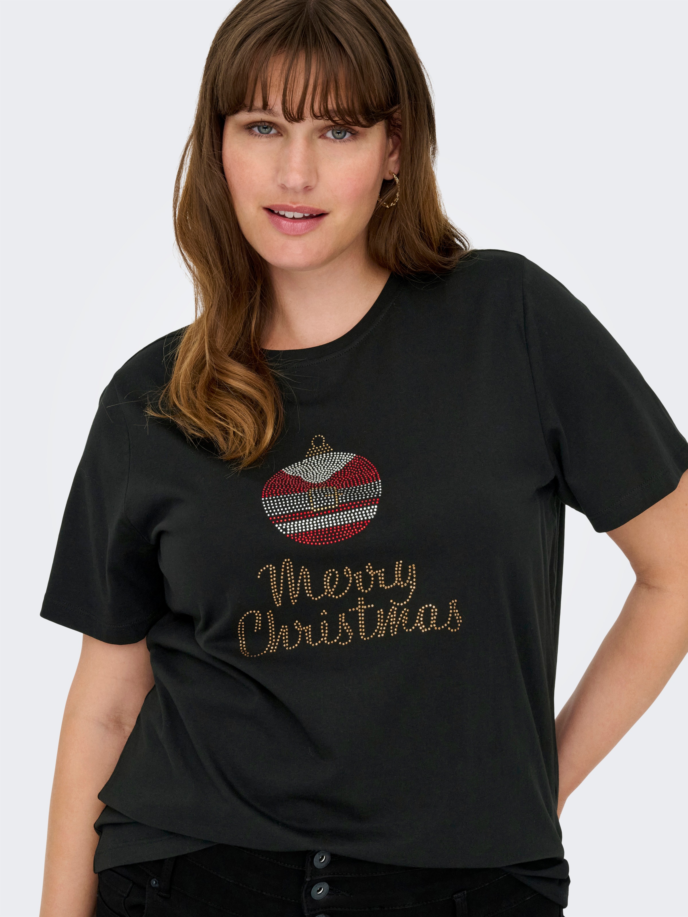 ONLY CARMAKOMA Kurzarmshirt »CARKITA XMAS SS O-NECK JEANS FIT TEE JRS« Weihnachtsshirt