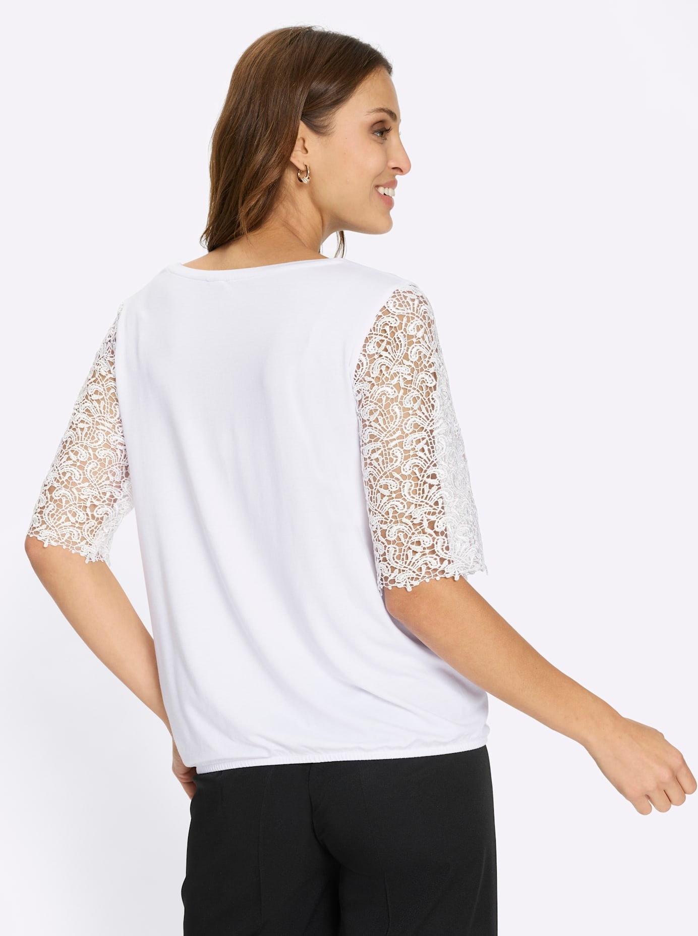 Thumbnail - Lady Rundhalsshirt "Spitzen-Shirt" 1 tlg.