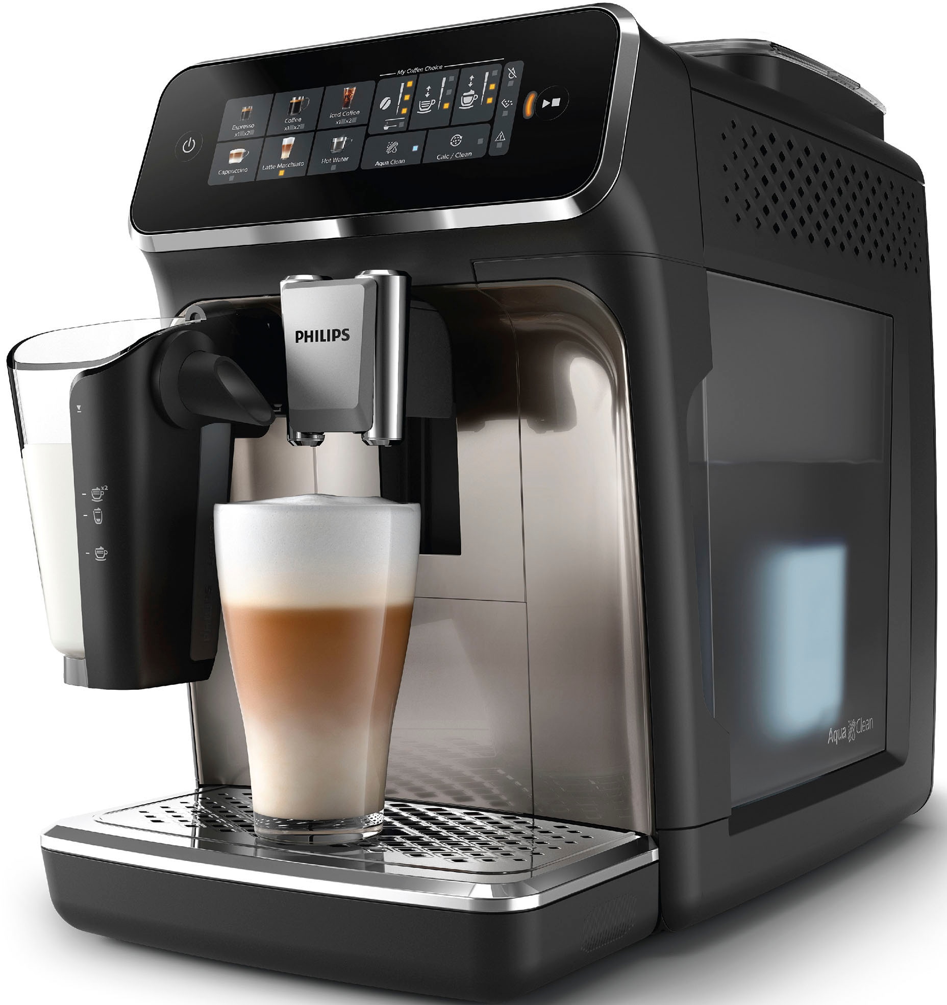 Philips Kaffeevollautomat »EP3347/90 3300 Series, 6 Getränke (heiß oder eisgekühlt),« 6 Kaffeespezialitäten, mit LatteGo-Milchsystem, Schwarz verchromt