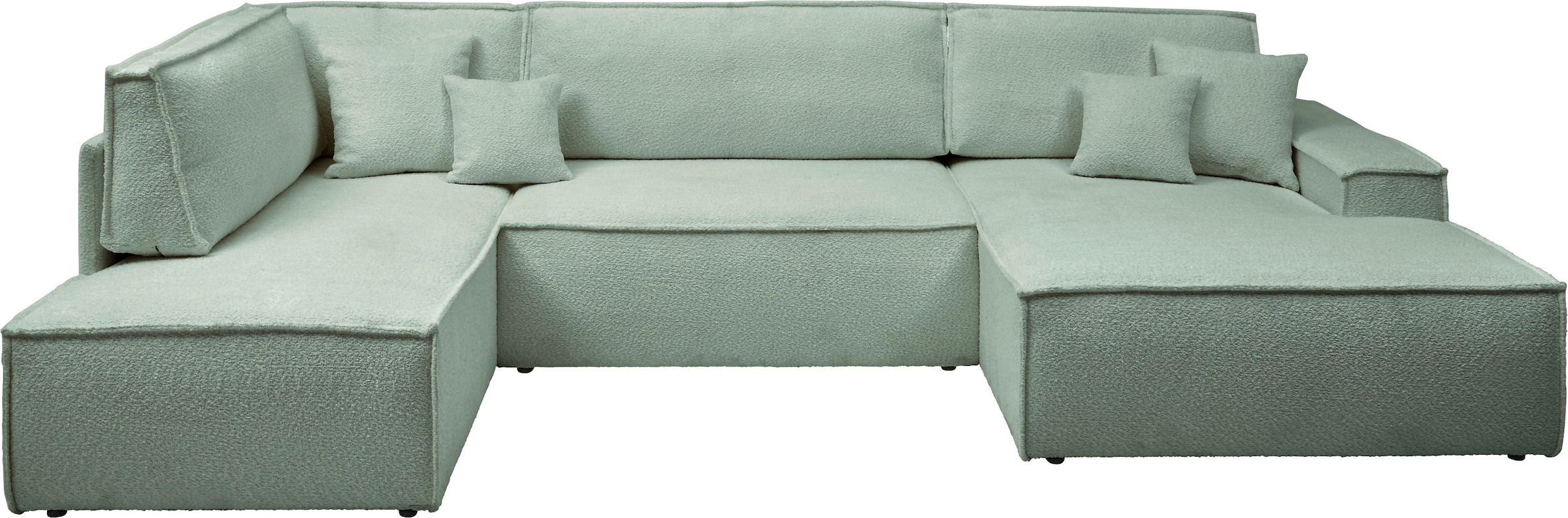 andas Wohnlandschaft »FINNLEY U-Form XXL 329 cm, Schlafsofa, Schlaffunktion m. Bettkasten«, (194/139 cm), Bouclé u. Struktur