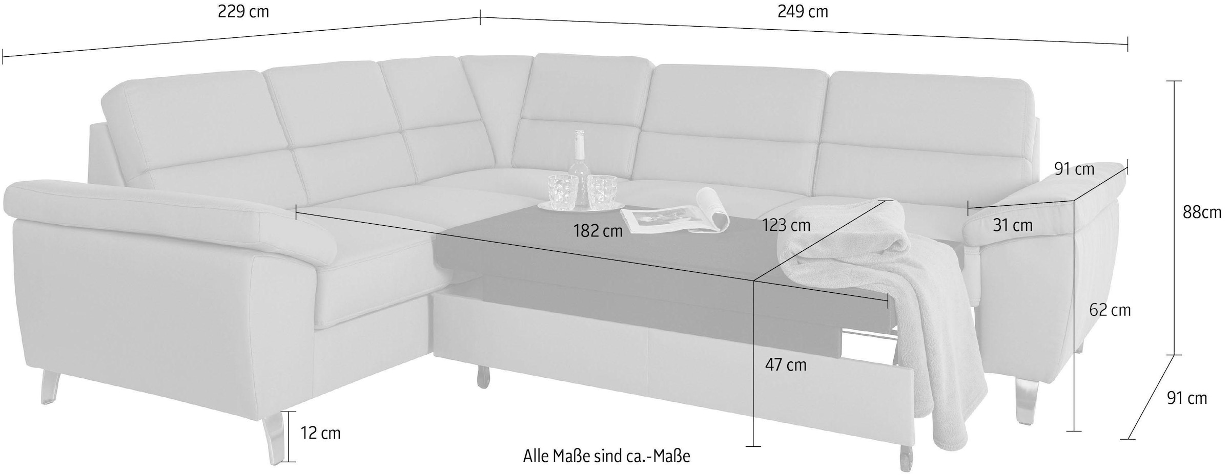 sit&more Ecksofa »Sorano L-Form«, wahlweise mit Bett- und Relaxfunktion, inkl. Bettkasten