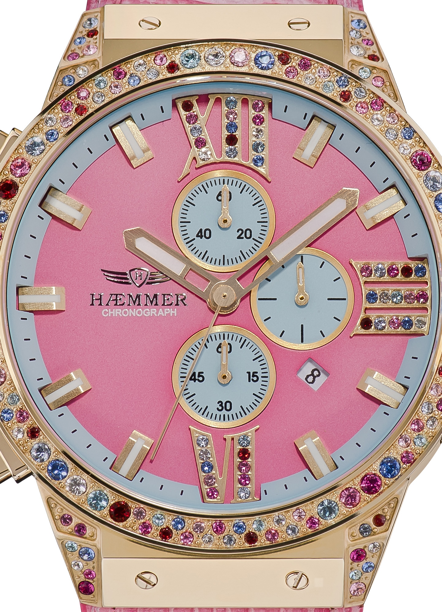 HAEMMER GERMANY Chronograph »EMINENT«, Quarzuhr, Damenuhr, Datum, Stoppfunktion, Saphirglas, Lederarmband