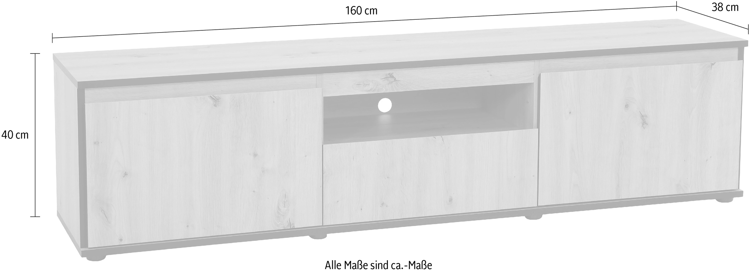 HELA TV-Board »Ariana«, mit angeschrägten Griffmulden, Breite 160 cm